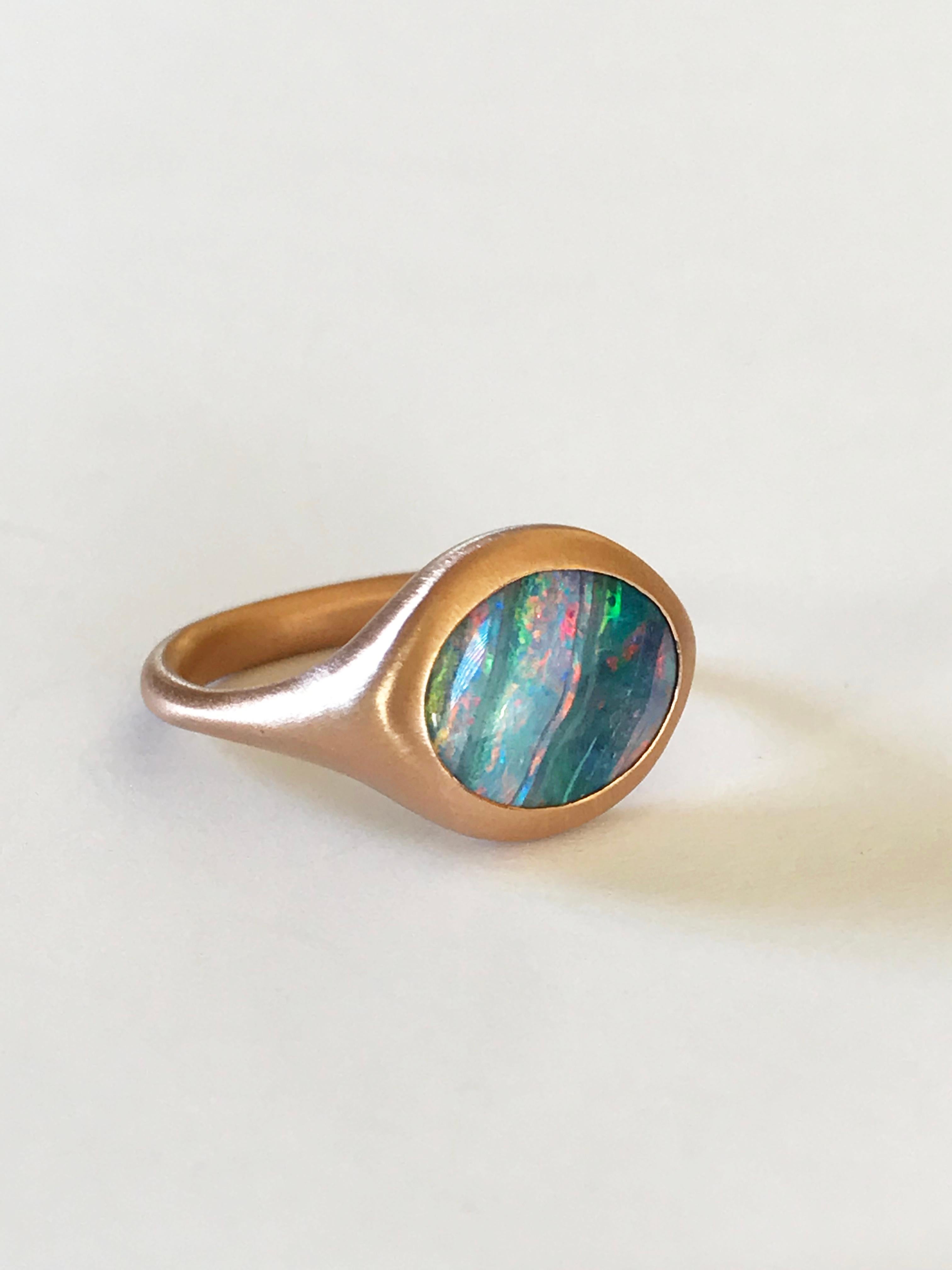 Dalben Australian Boulder Opal Rose Gold Ring For Sale 1