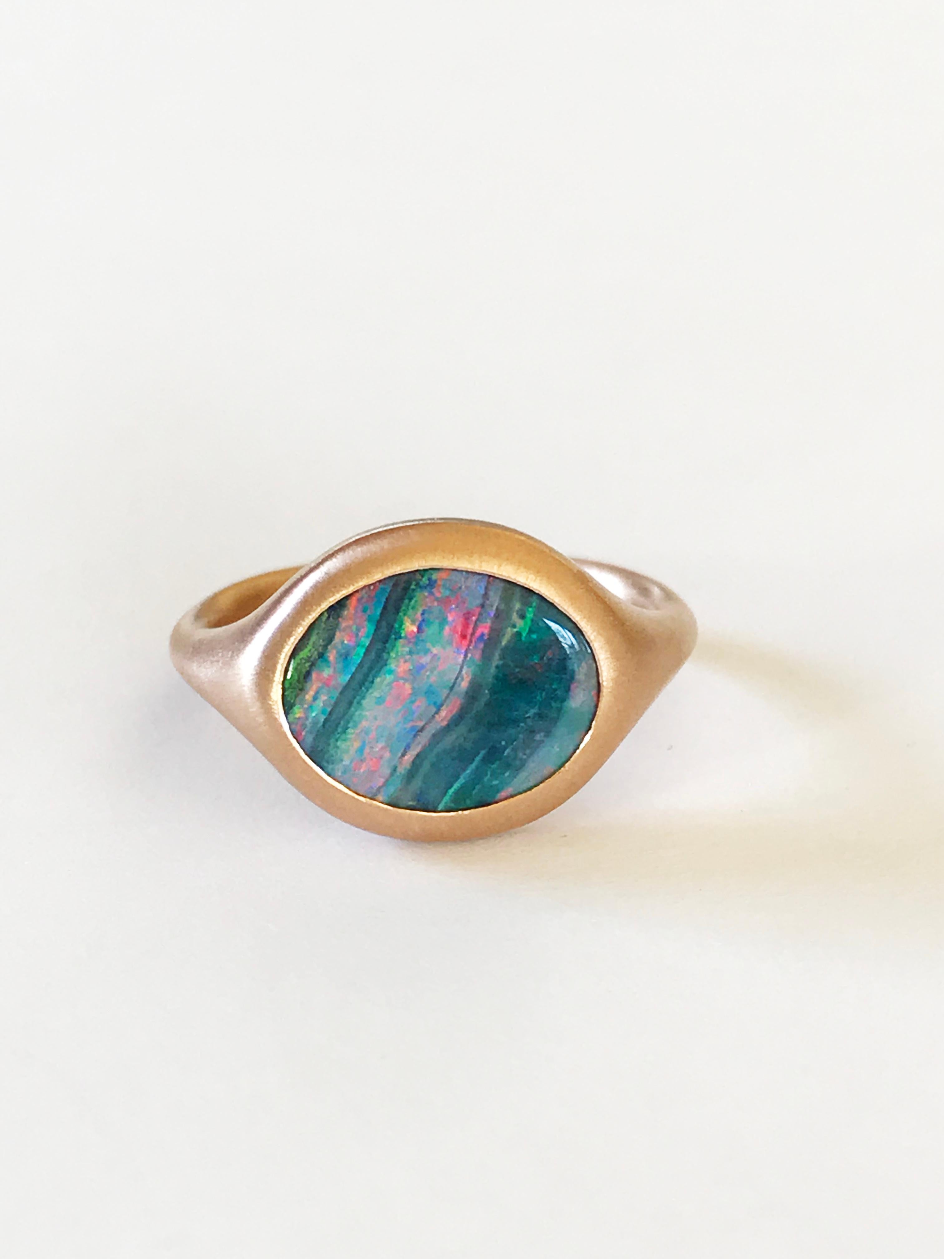 Dalben Australian Boulder Opal Rose Gold Ring For Sale 2