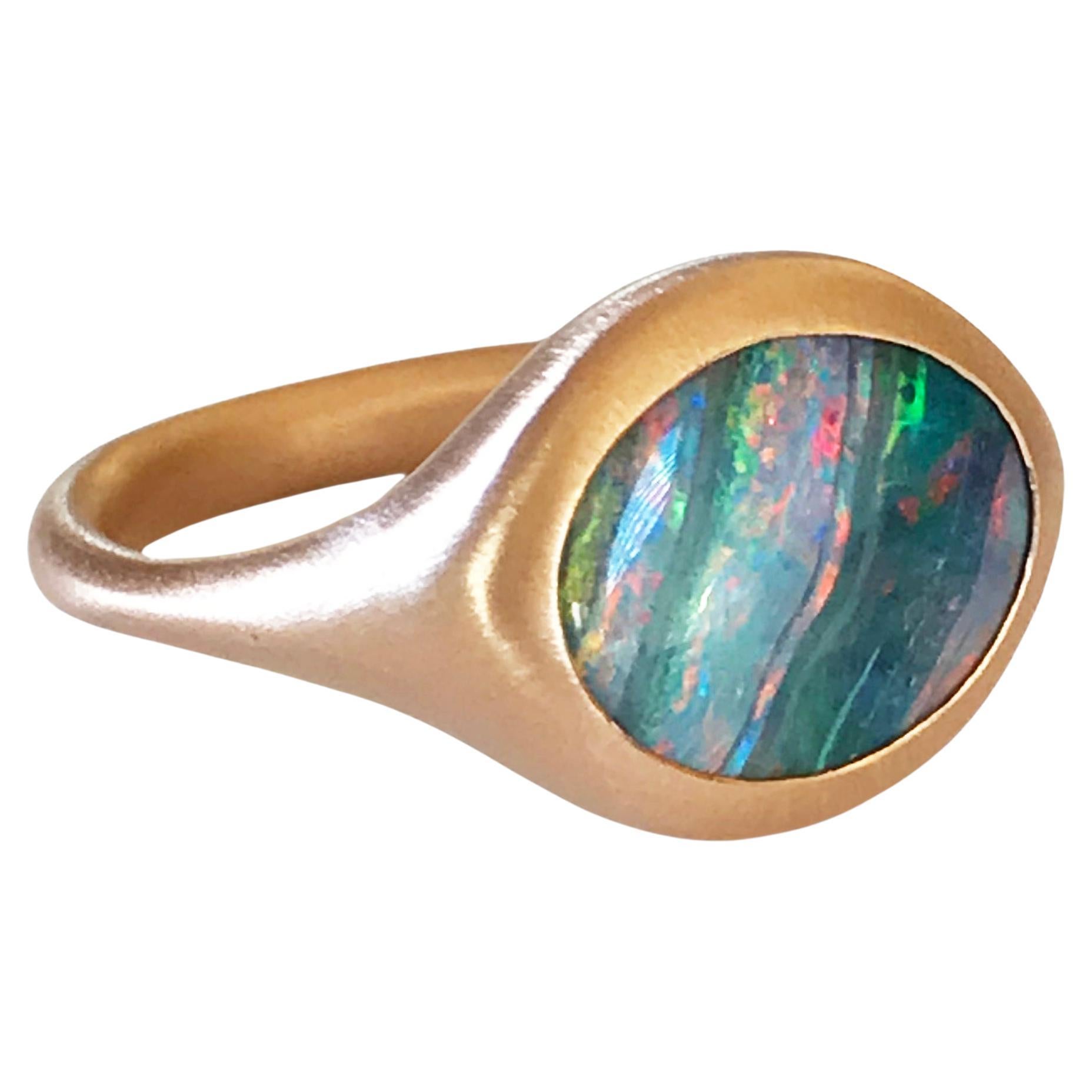Dalben Australienischer Boulder-Opal-Ring aus Roségold im Angebot