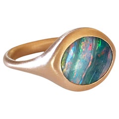 Antique Dalben Australian Boulder Opal Rose Gold Ring