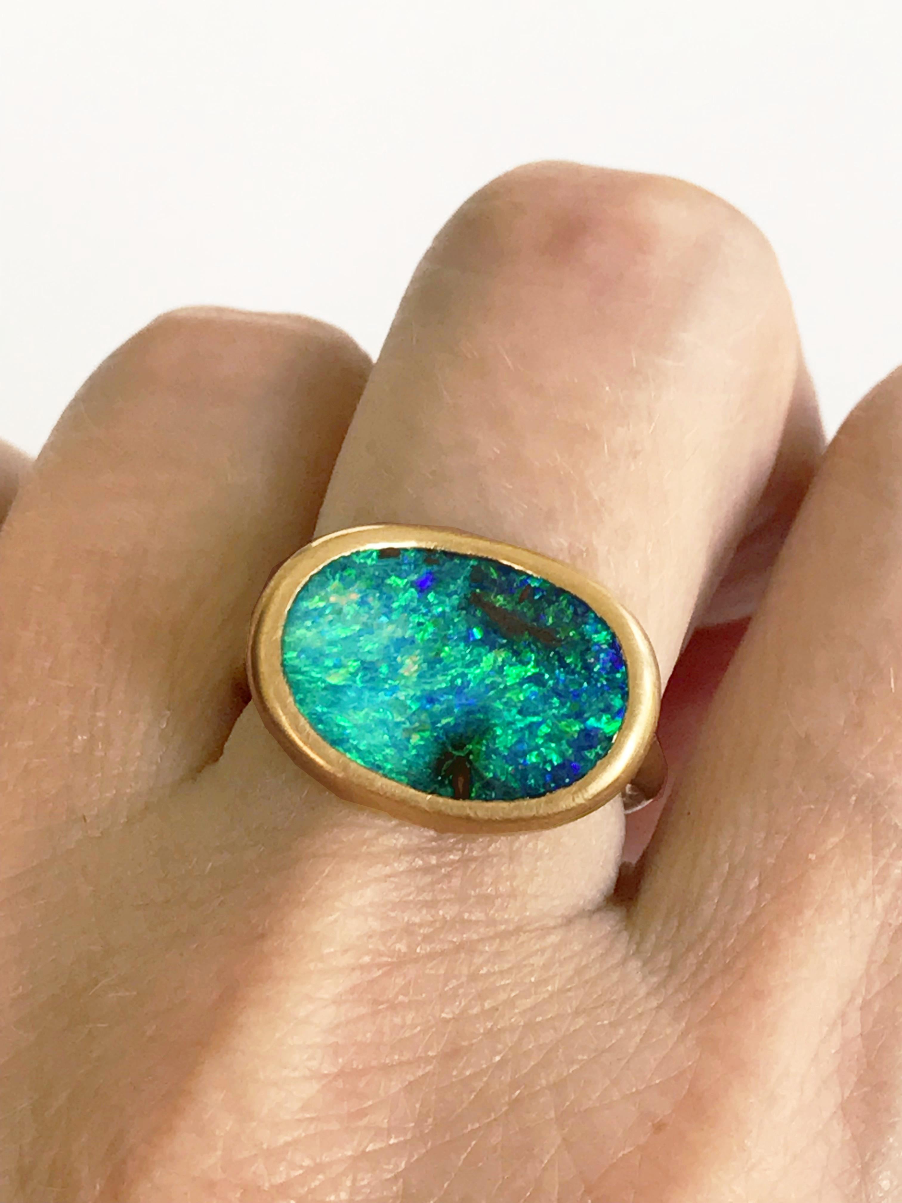 Dalben Australian Boulder Opal Yellow Gold Ring 5