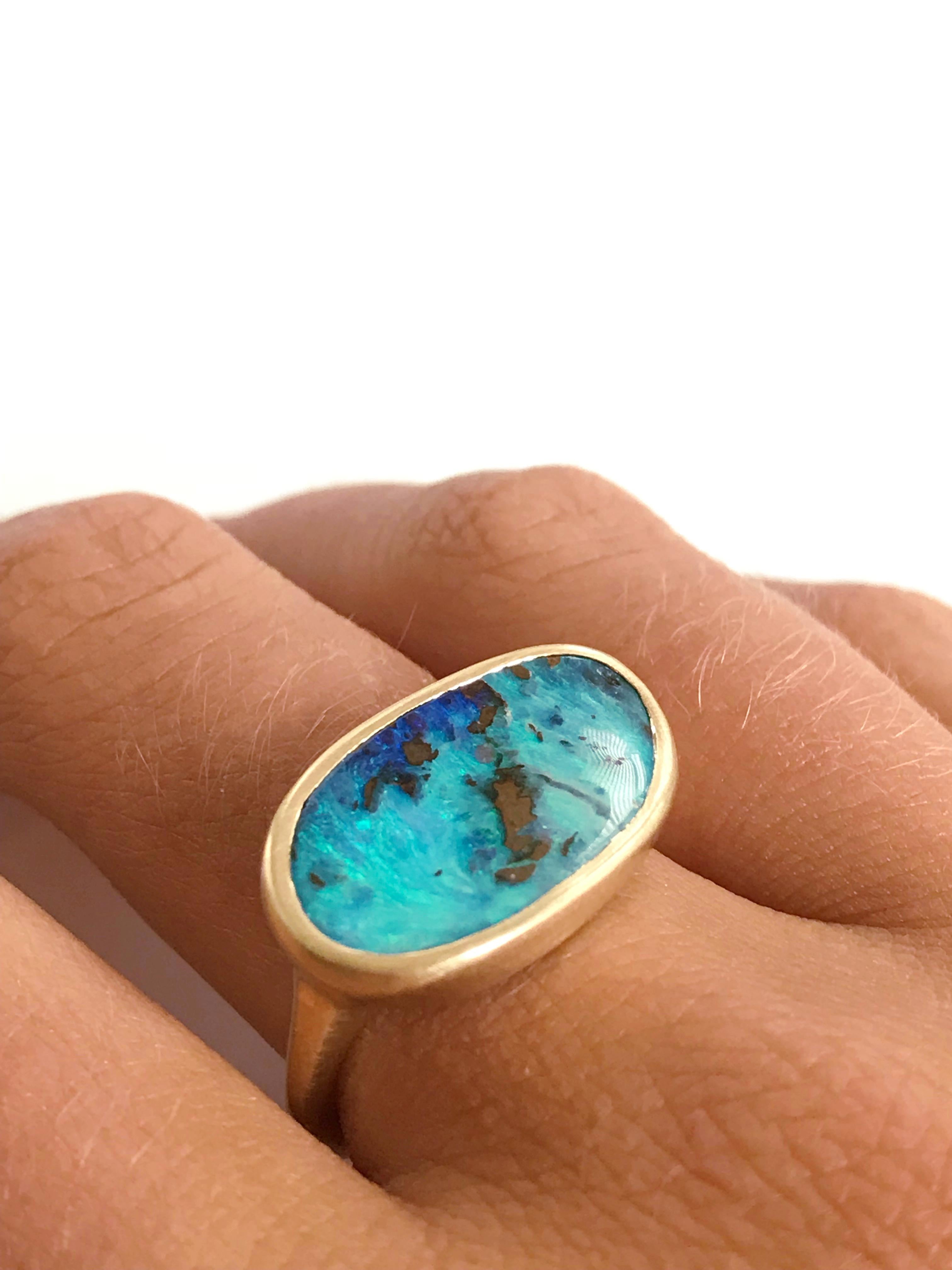 Dalben Australian Boulder Opal Yellow Gold Ring 5