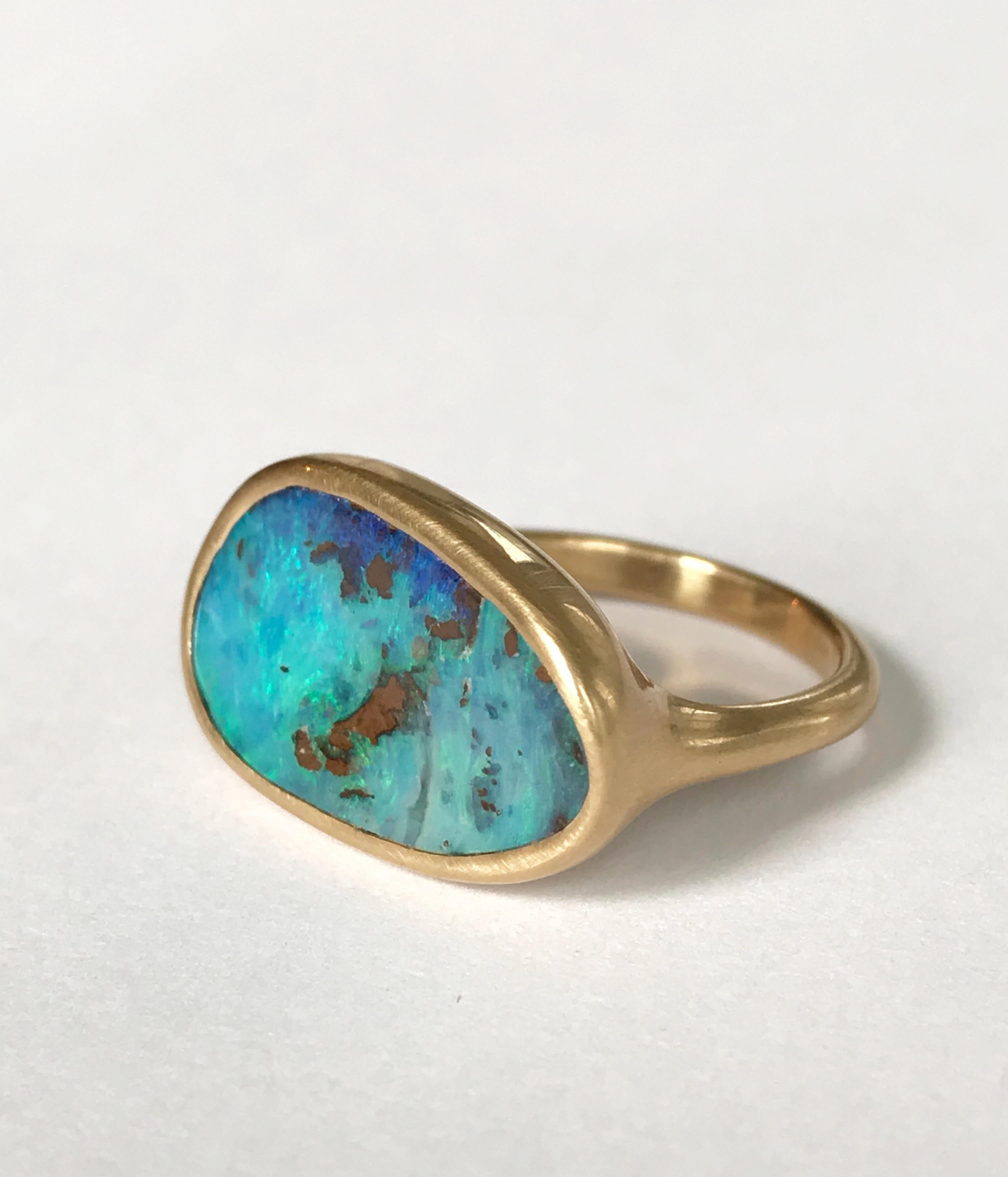 Contemporary Dalben Australian Boulder Opal Yellow Gold Ring