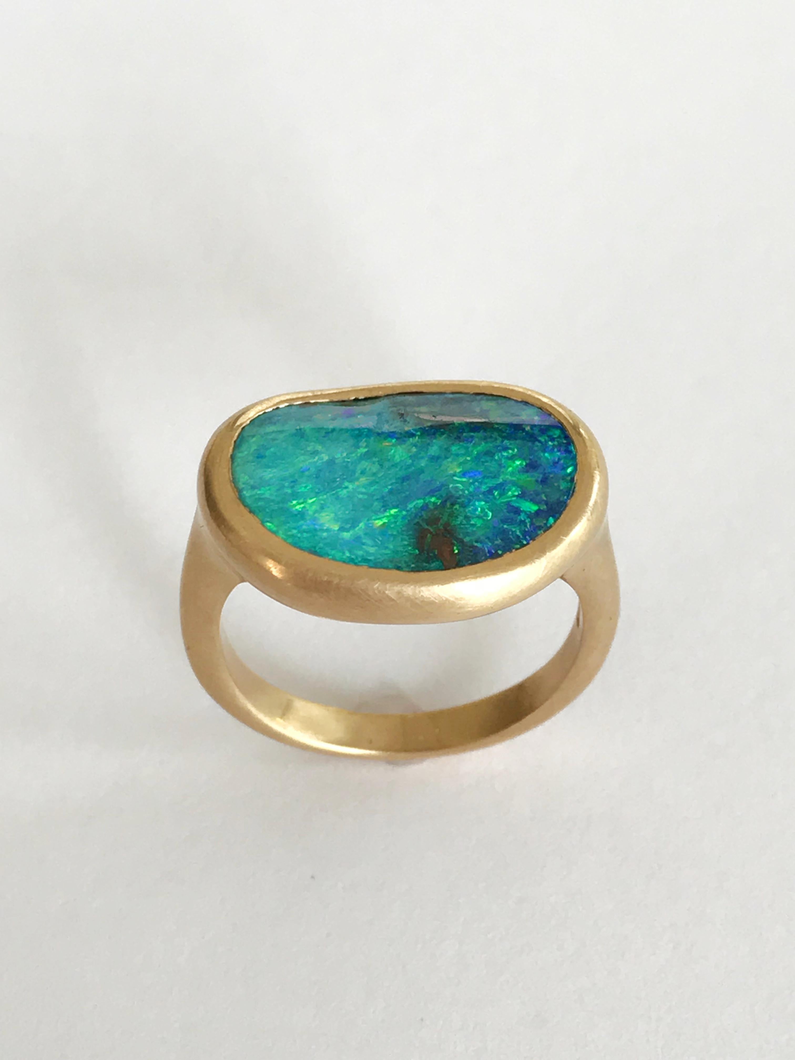 Dalben Australian Boulder Opal Yellow Gold Ring In New Condition In Como, IT