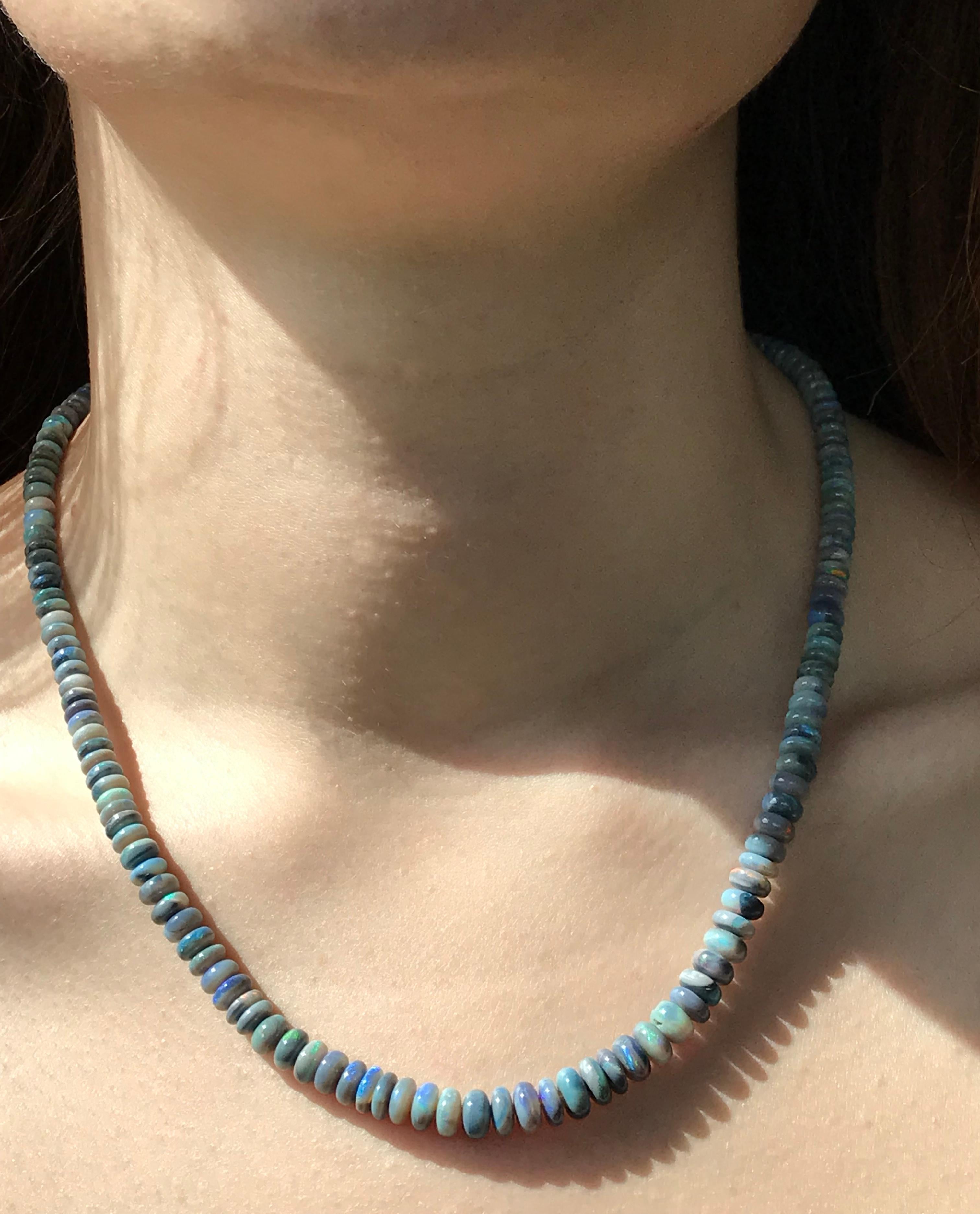 Women's Dalben Australian Lightning Ridge Opal Rose Gold Necklace For Sale