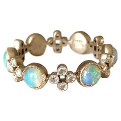 Dalben Australian Opal Diamond Gold Band Ring