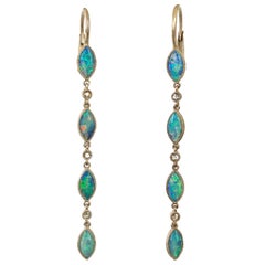 Dalben Boucles d'oreilles pendantes en or avec opale d'Australie et diamants