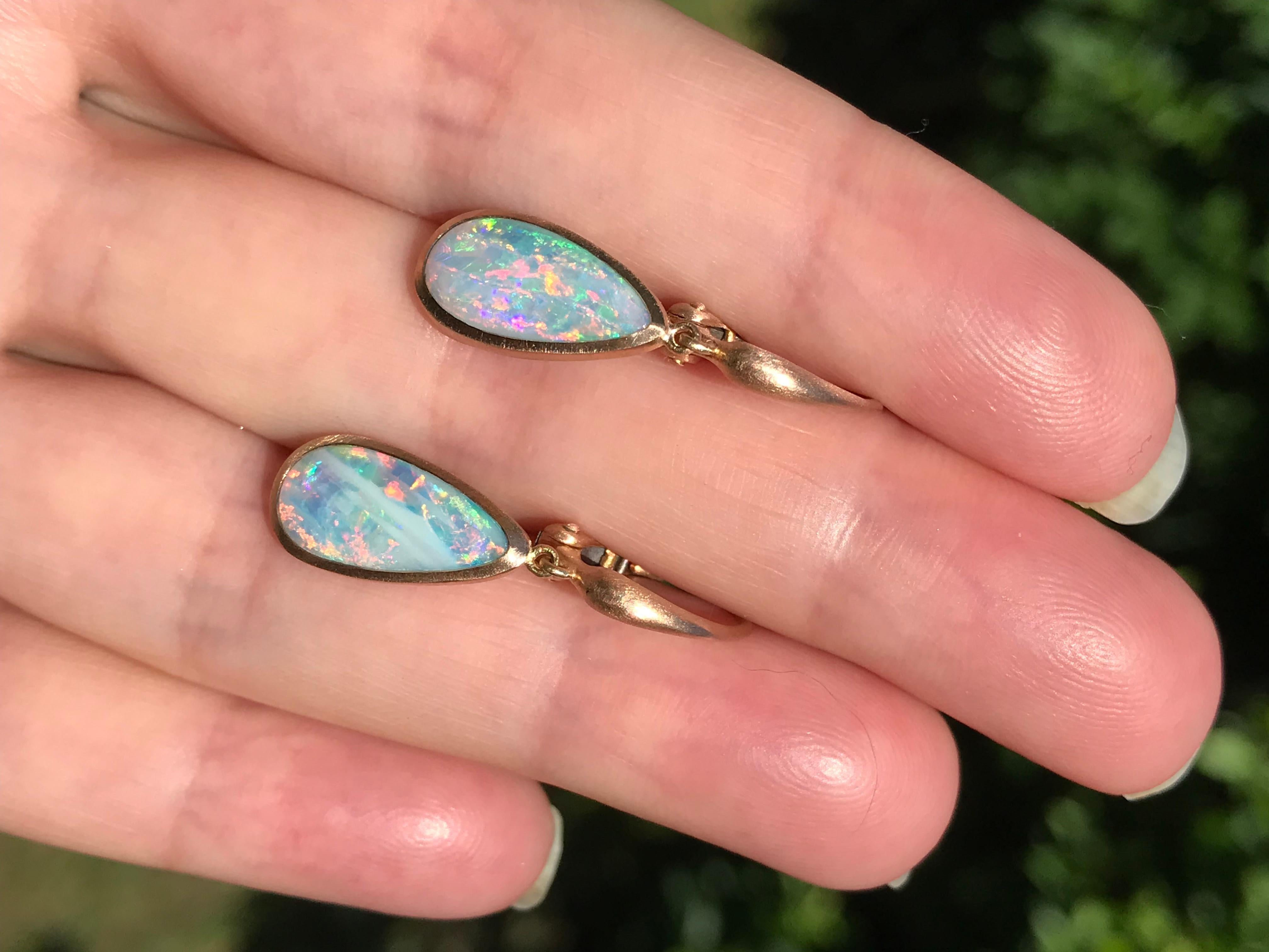 Contemporary Dalben Australian Opal Rose Gold Earrings
