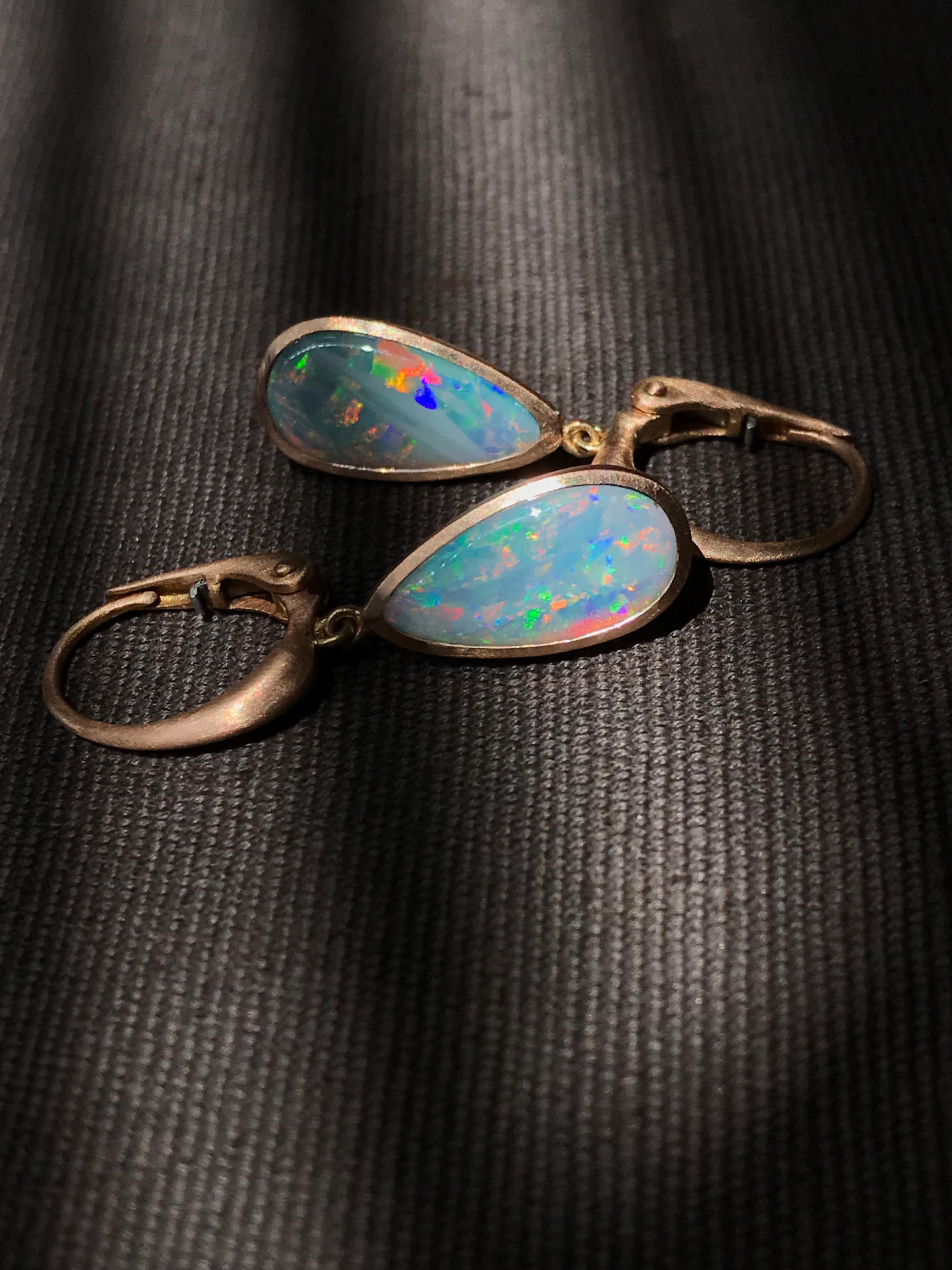 Dalben Australian Opal Rose Gold Earrings In New Condition In Como, IT