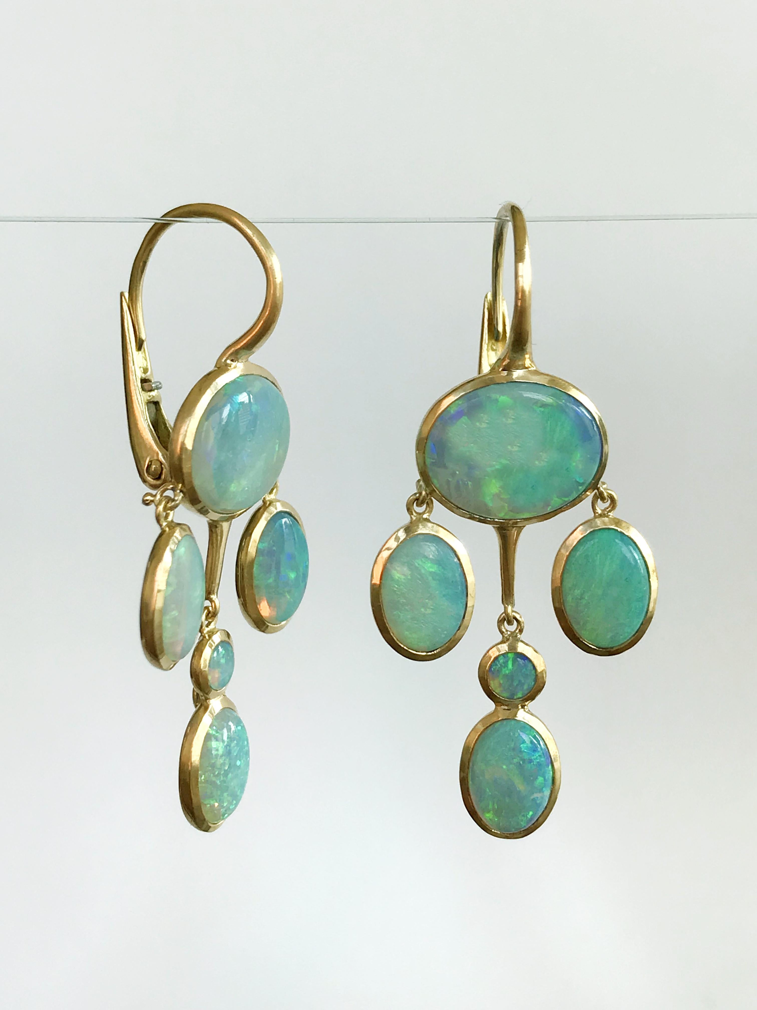 Women's Dalben Australian Opal Yellow Gold Drop Earrings