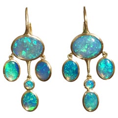 Dalben Australian Opal Yellow Gold Drop Earrings