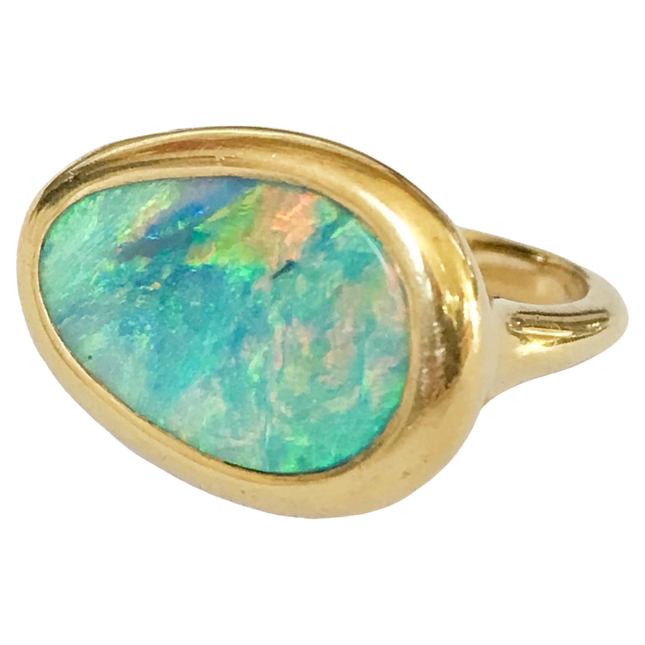 Dalben Australian Opal Yellow Gold Ring For Sale