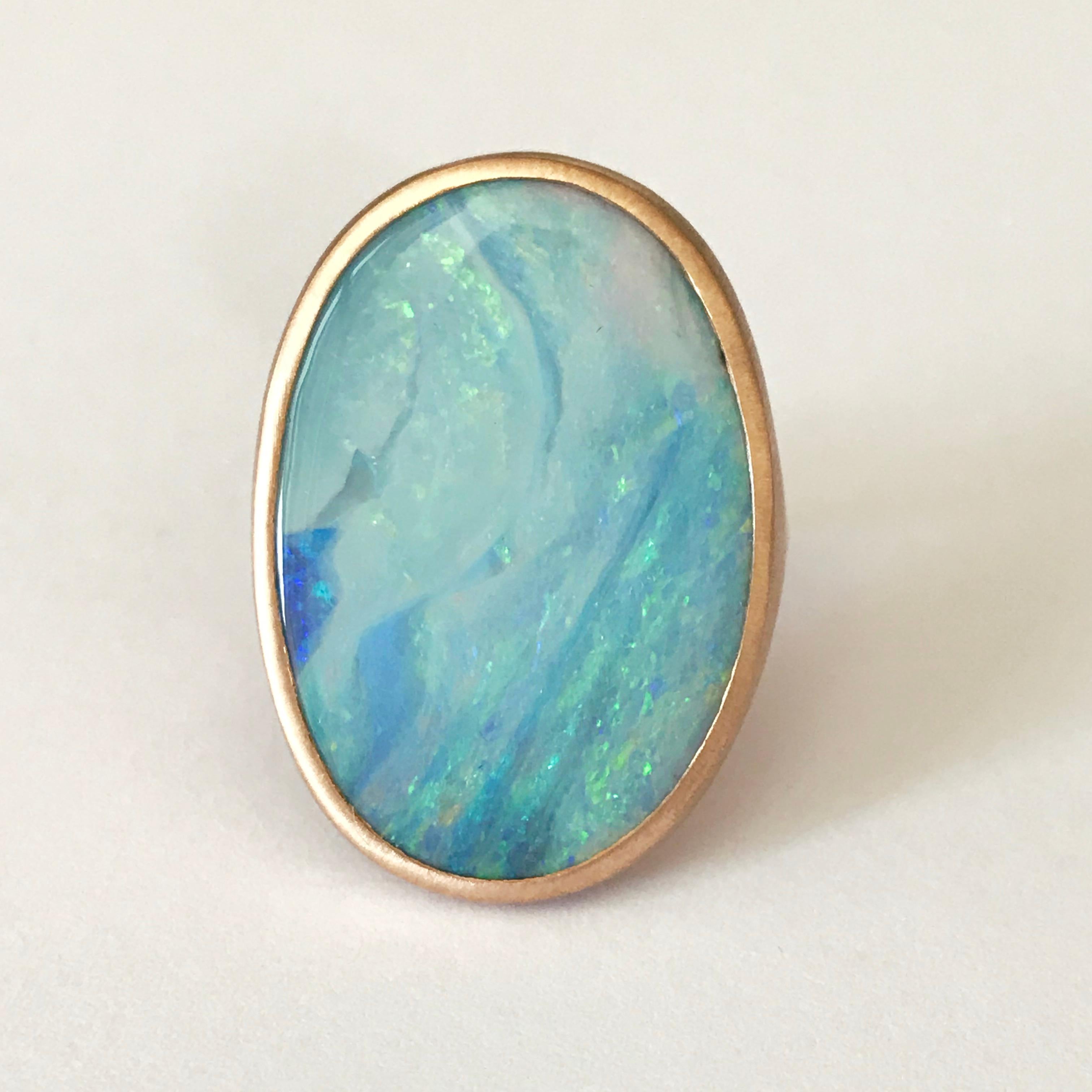 Dalben Großer ovaler australischer Boulder-Opal-Roségold-Ring im Angebot 5