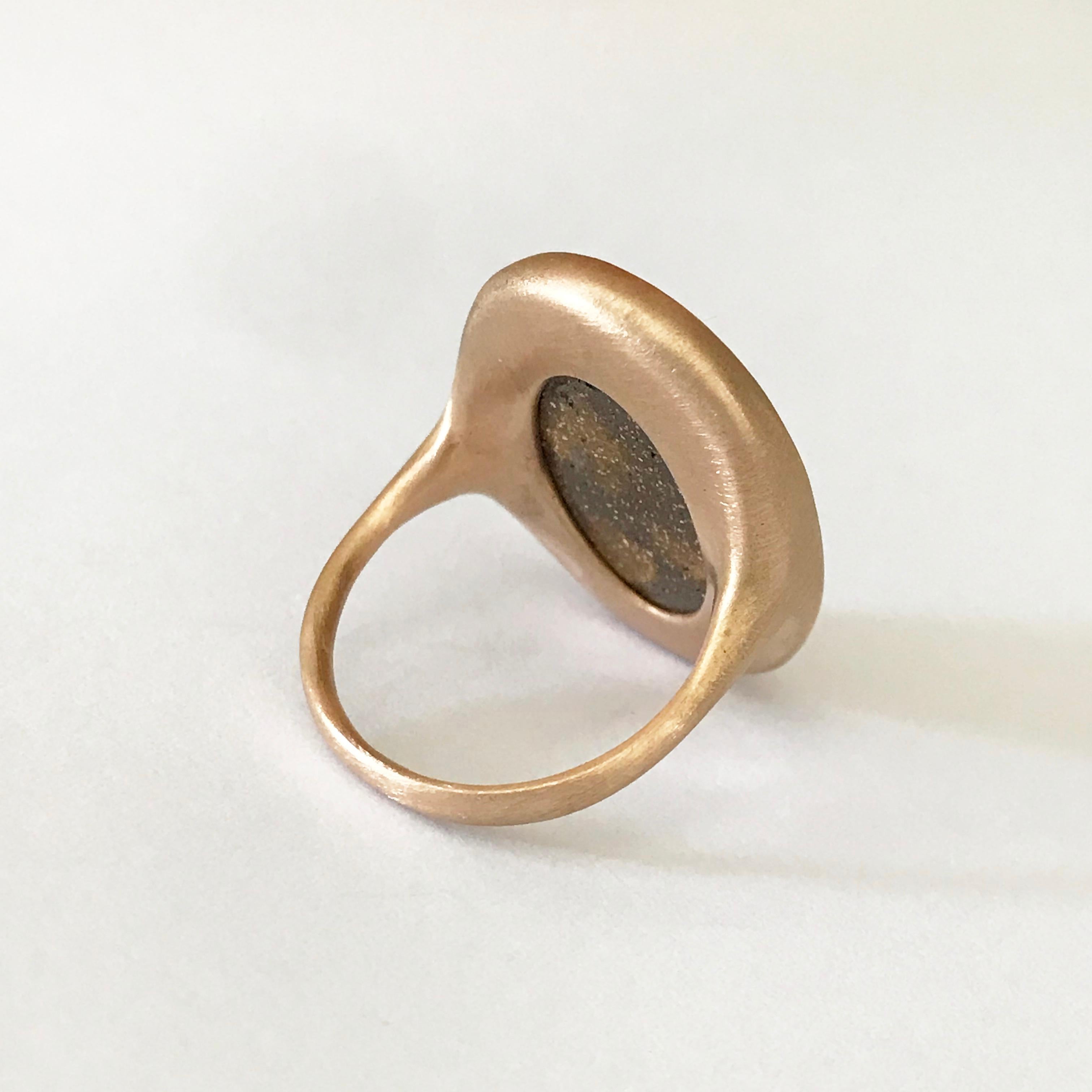 Dalben Big Oval Australian Boulder Opal Rose Gold Ring For Sale 7