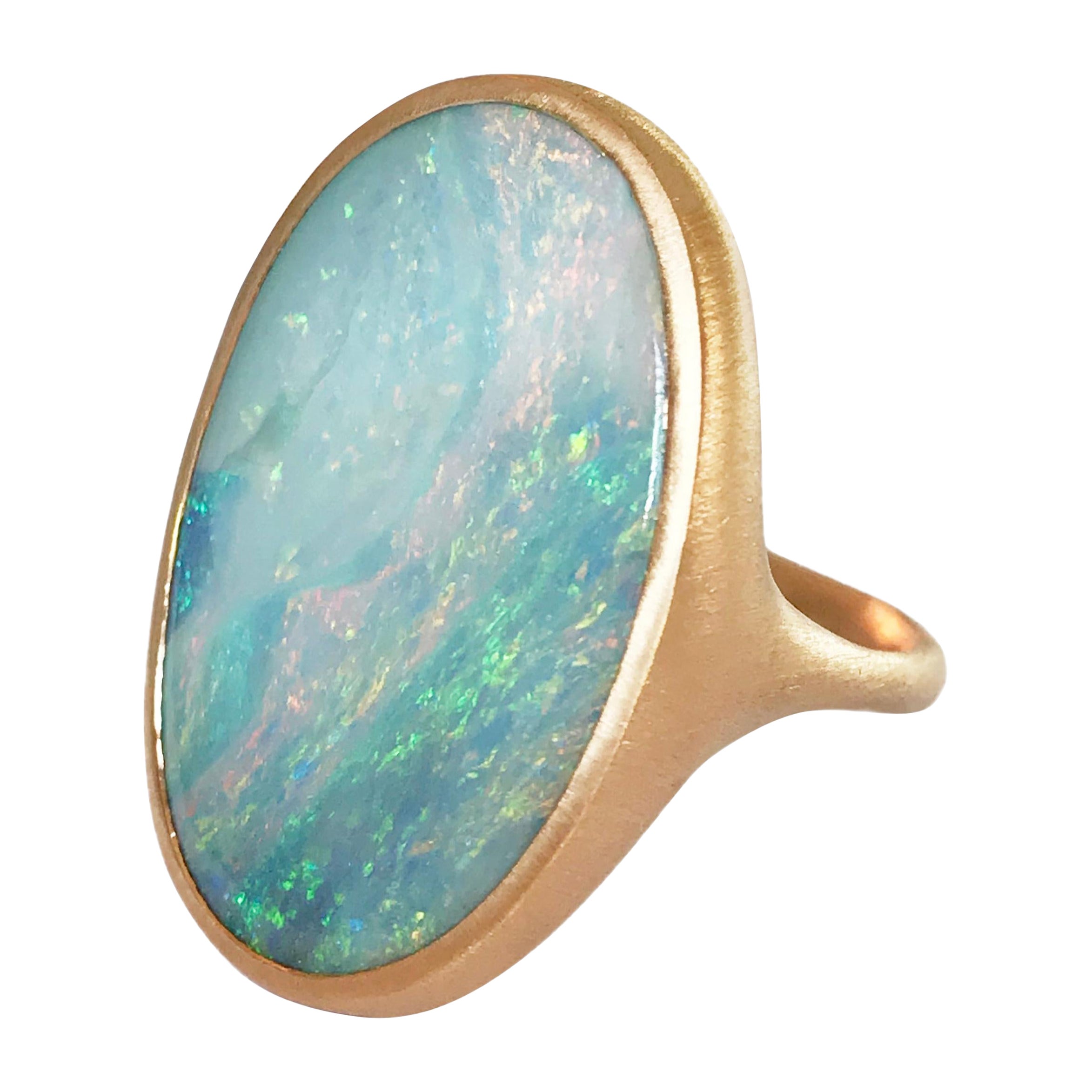 Dalben Großer ovaler australischer Boulder-Opal-Roségold-Ring