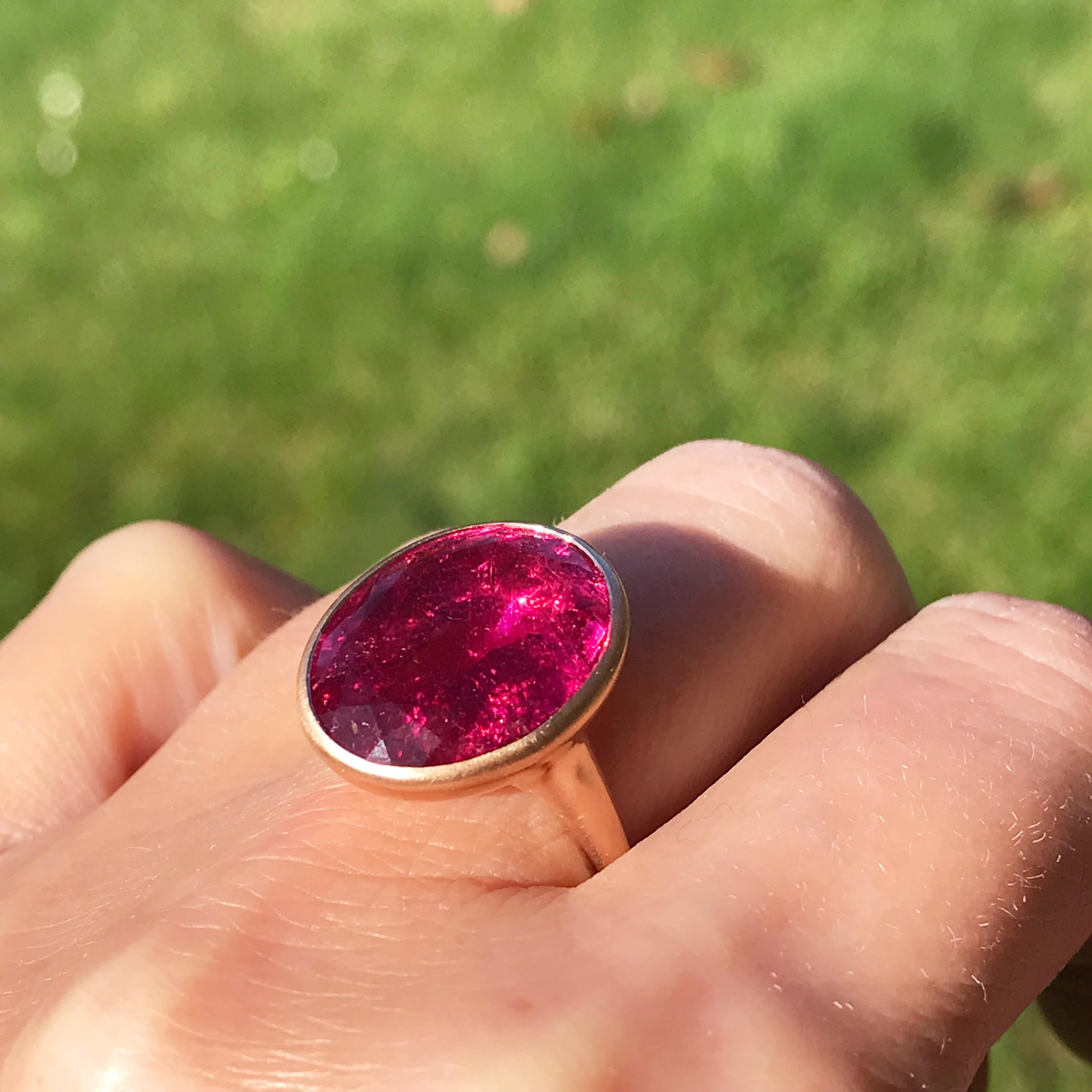 Contemporary Dalben Big Rubellite Rose Gold Ring