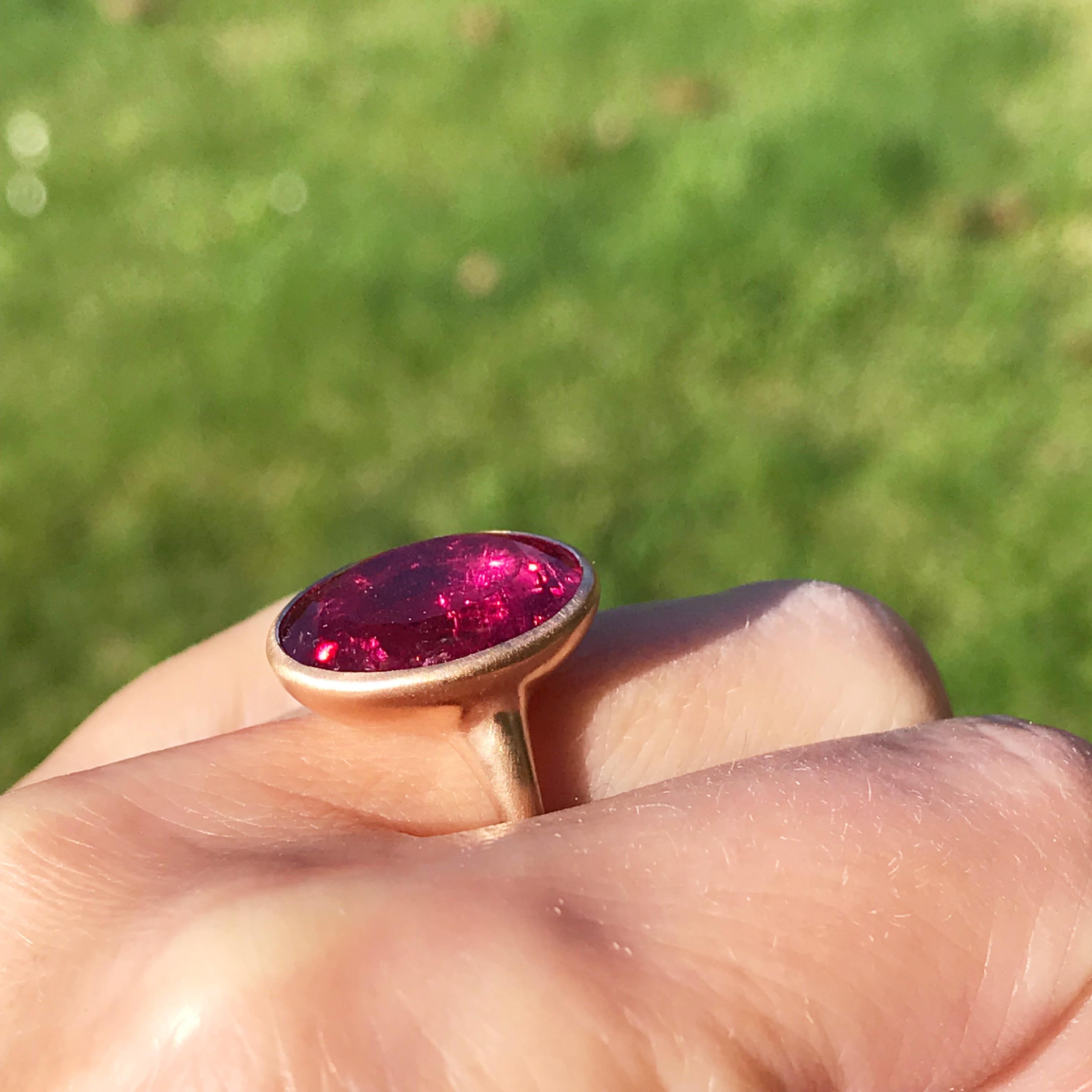 Oval Cut Dalben Big Rubellite Rose Gold Ring