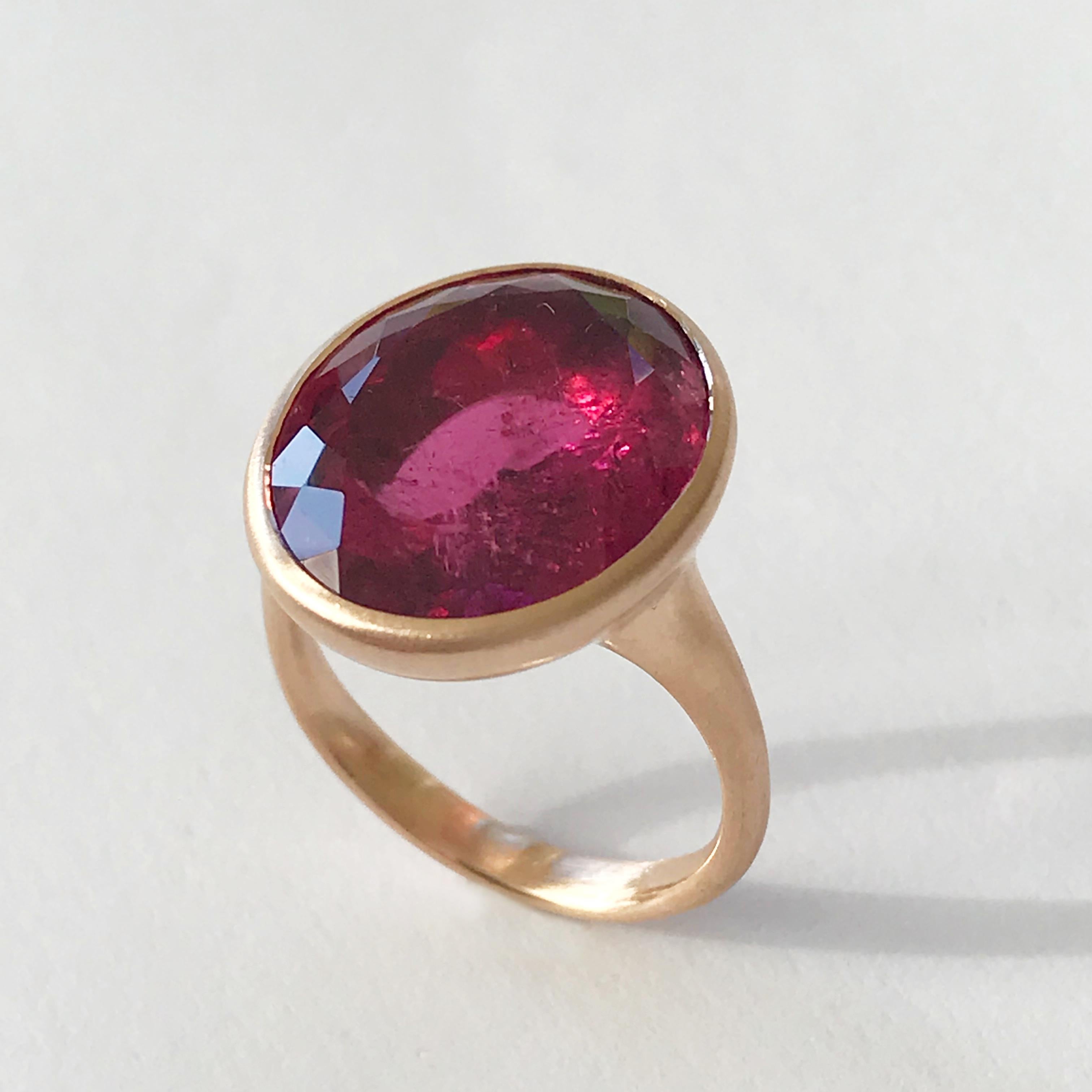 Dalben Big Rubellite Rose Gold Ring In New Condition In Como, IT