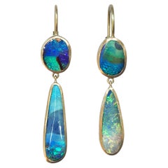 Dalben Blue Australian Boulder Opal Yellow Gold Earrings