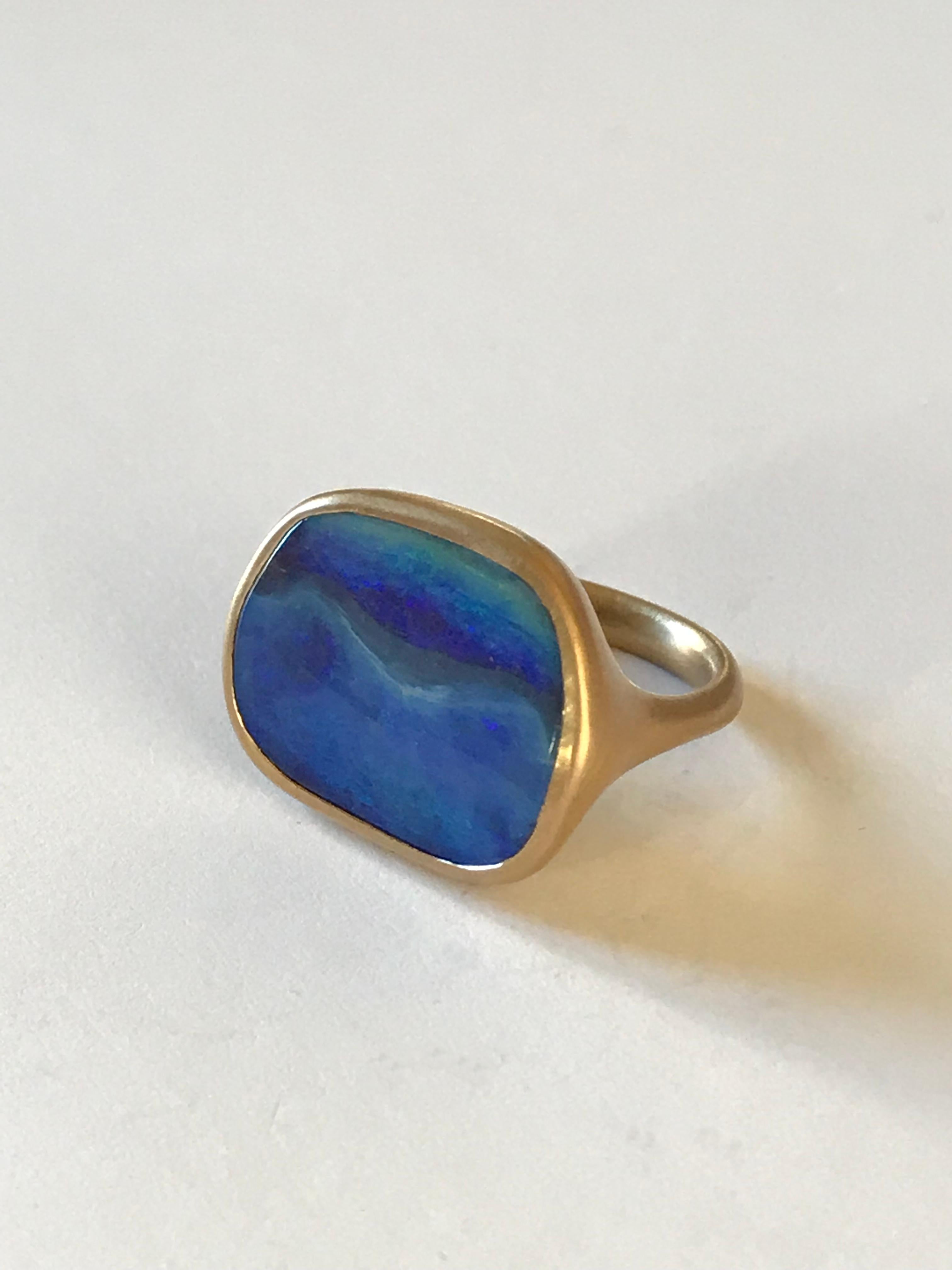 Dalben Blue Boulder Opal Yellow Gold Ring (Zeitgenössisch)