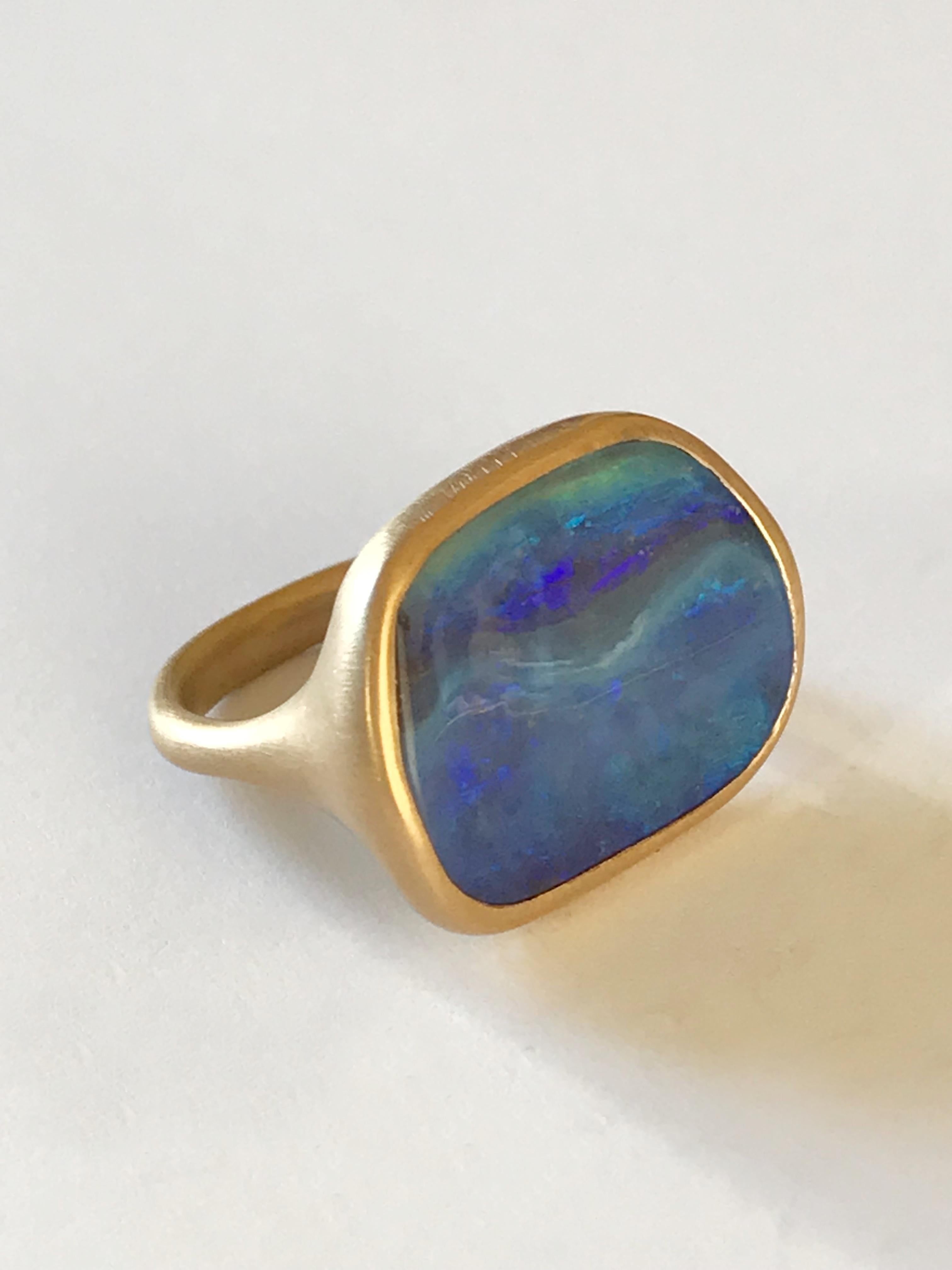 Dalben Blue Boulder Opal Yellow Gold Ring 1