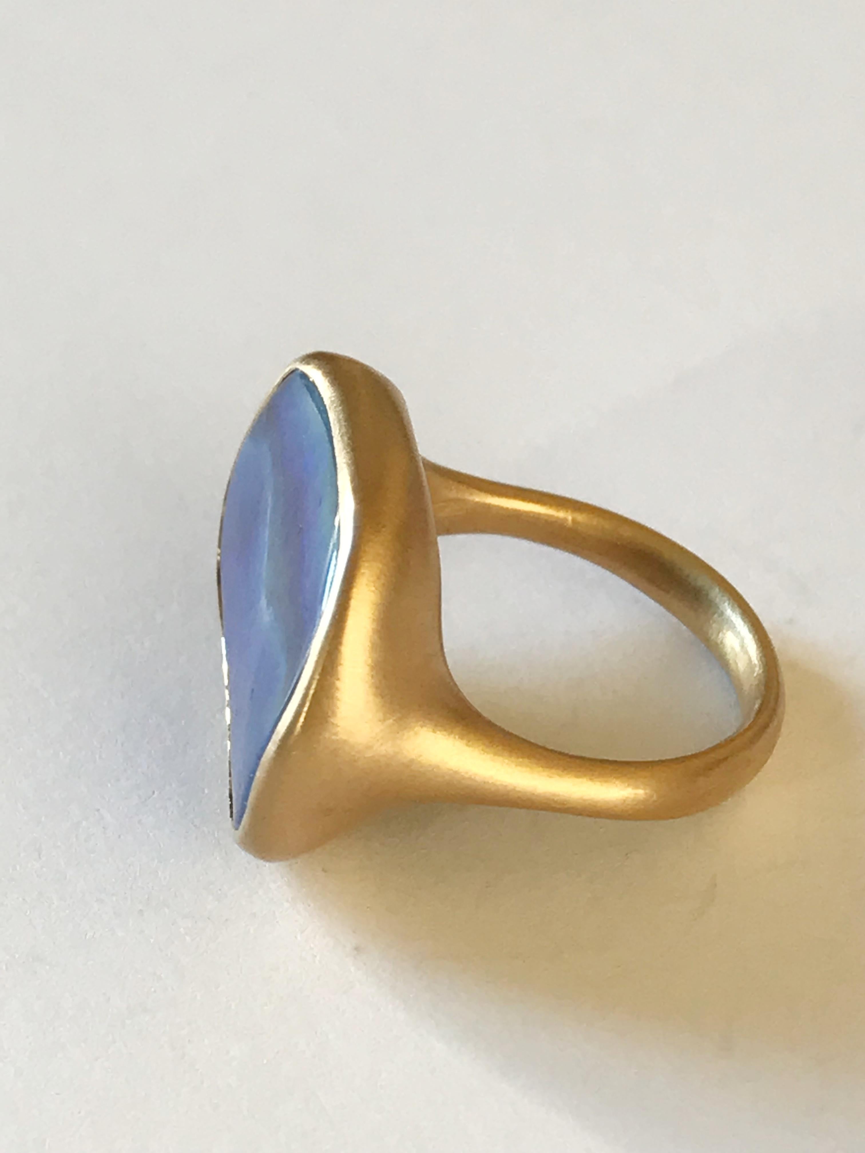 Dalben Blue Boulder Opal Yellow Gold Ring 4