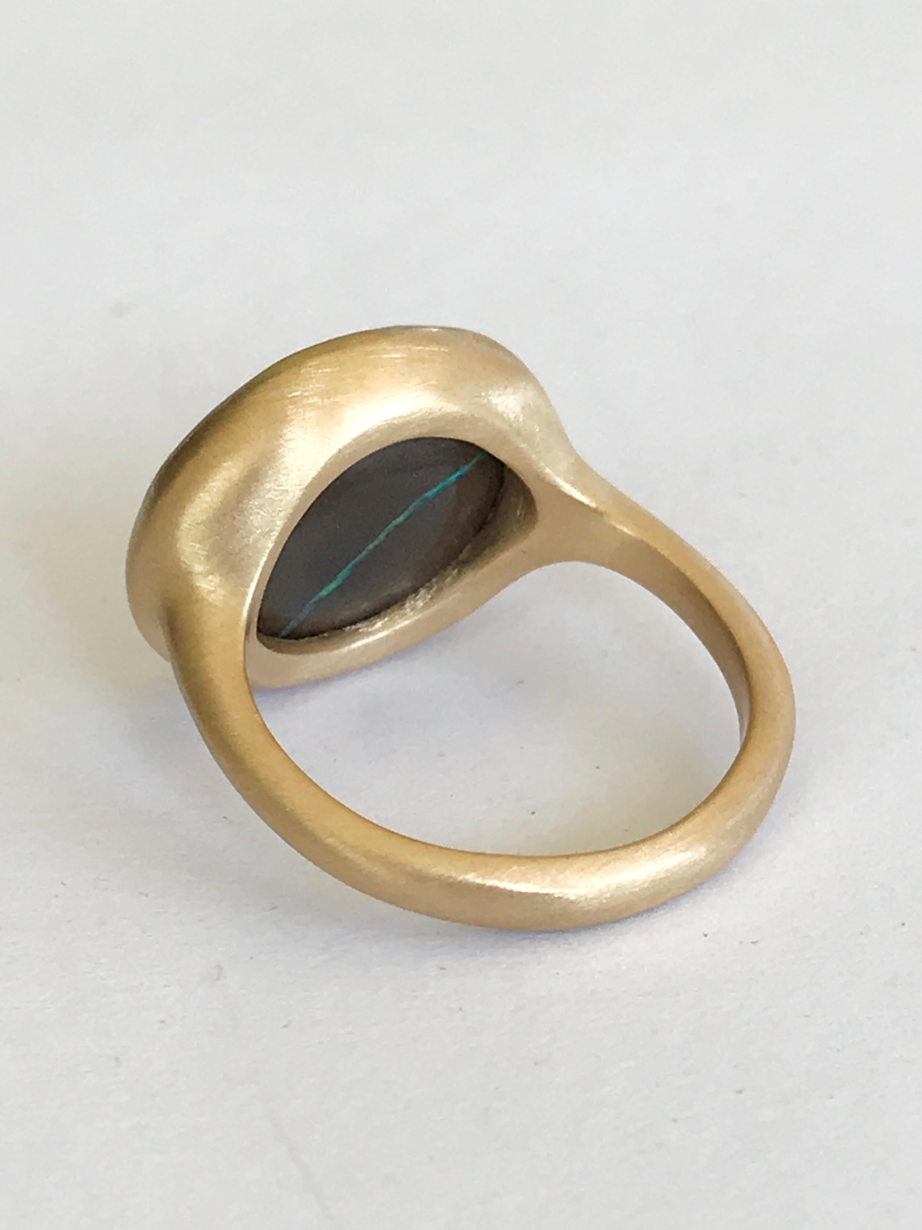 Dalben Blue Green Australian Boulder Opal Yellow Gold Ring For Sale 5