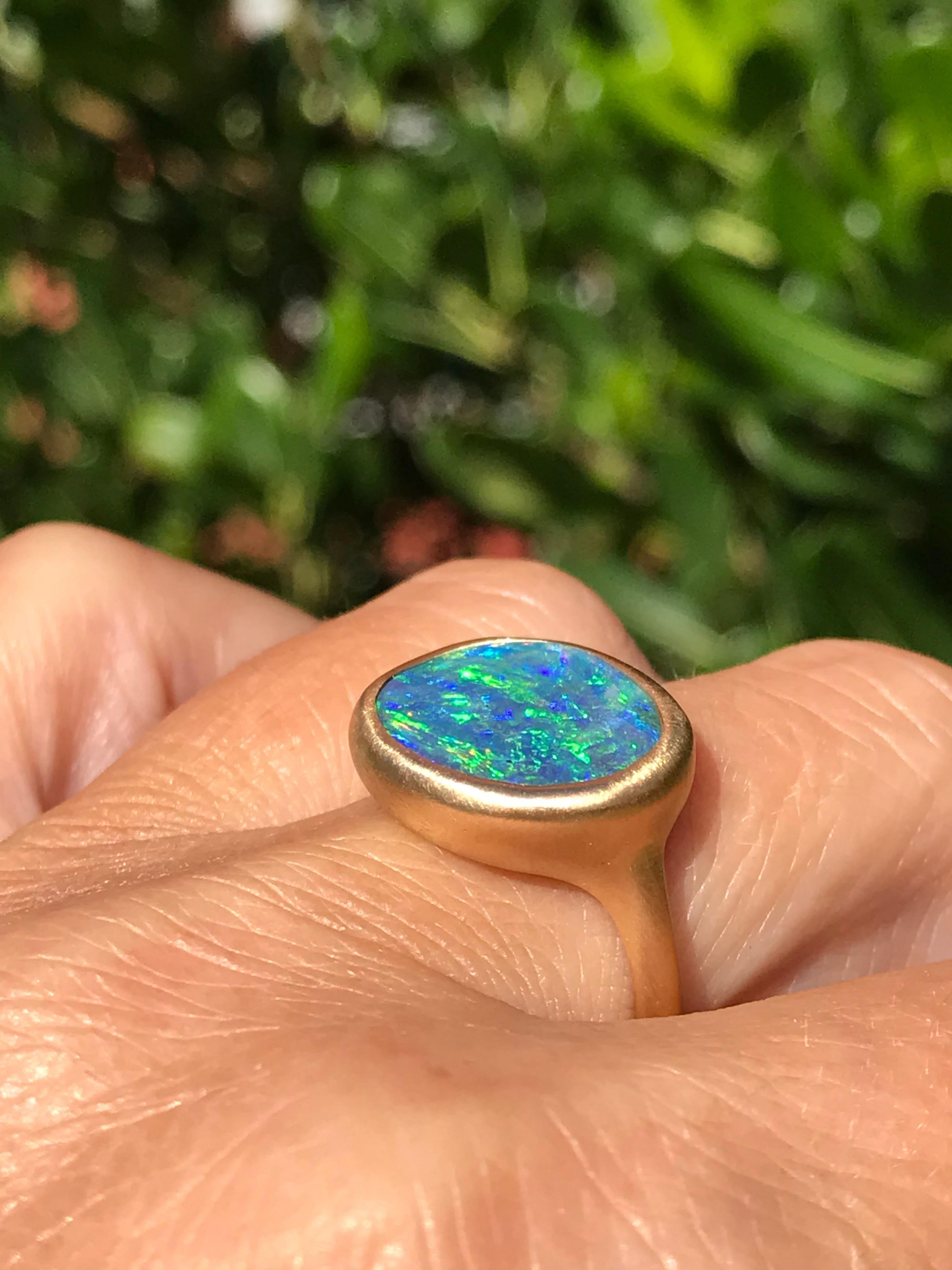 blue opal gold ring