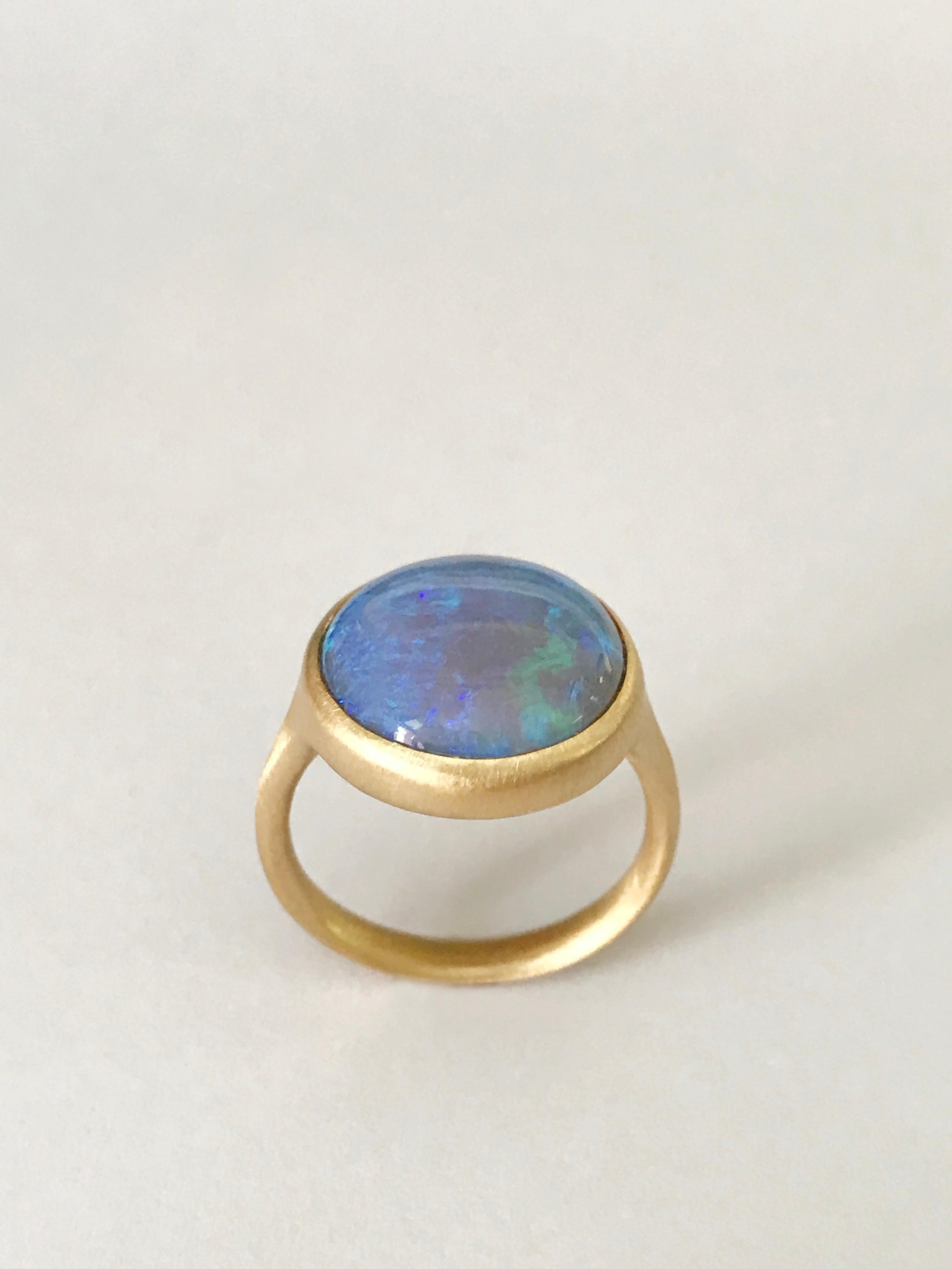 Women's Dalben Blue Lightning Ridge Australian Opal Yellow Gold Ring