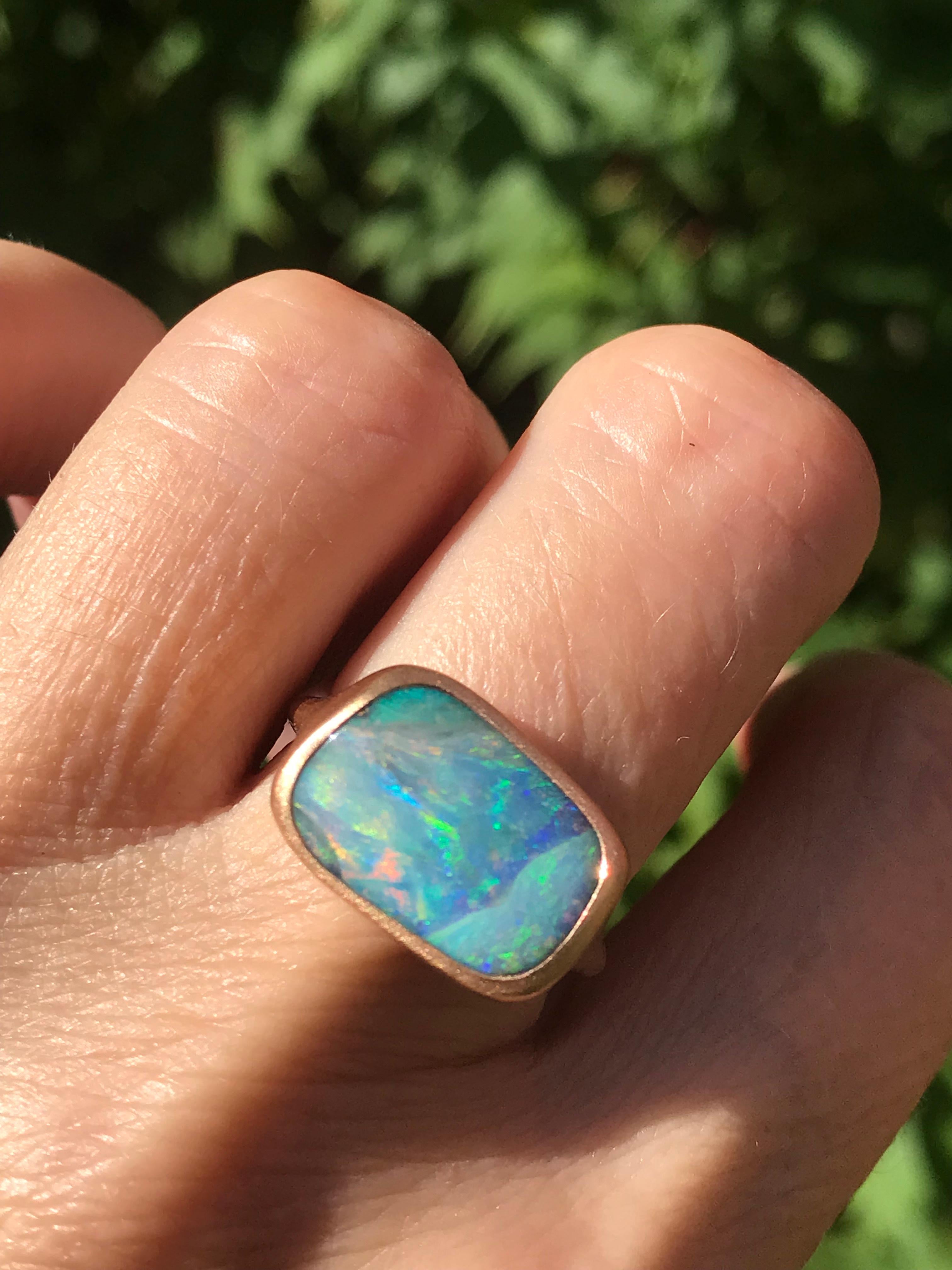 Contemporary Dalben Boulder Opal Rose Gold Ring For Sale