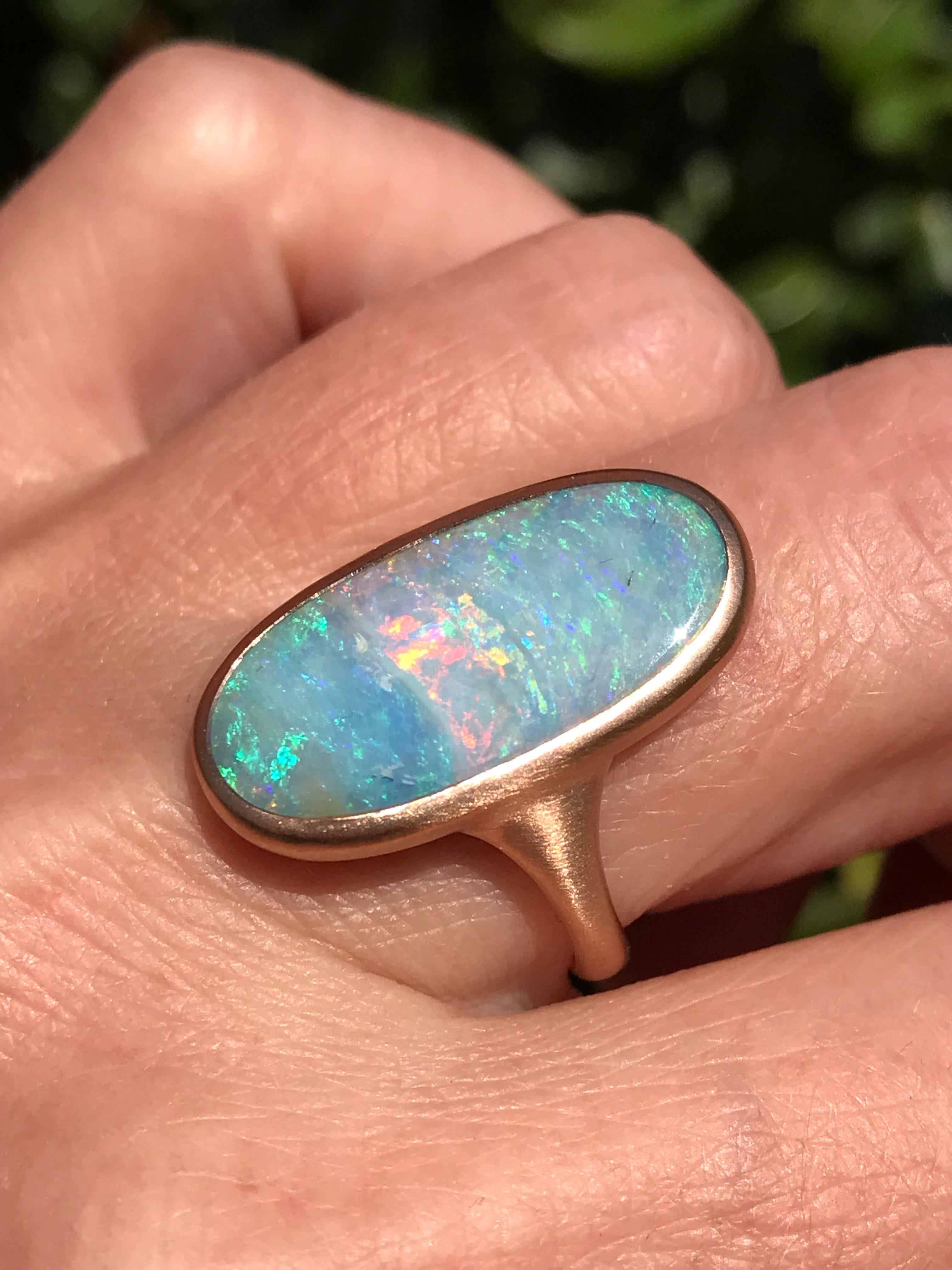 Contemporary Dalben Boulder Opal Rose Gold Ring For Sale