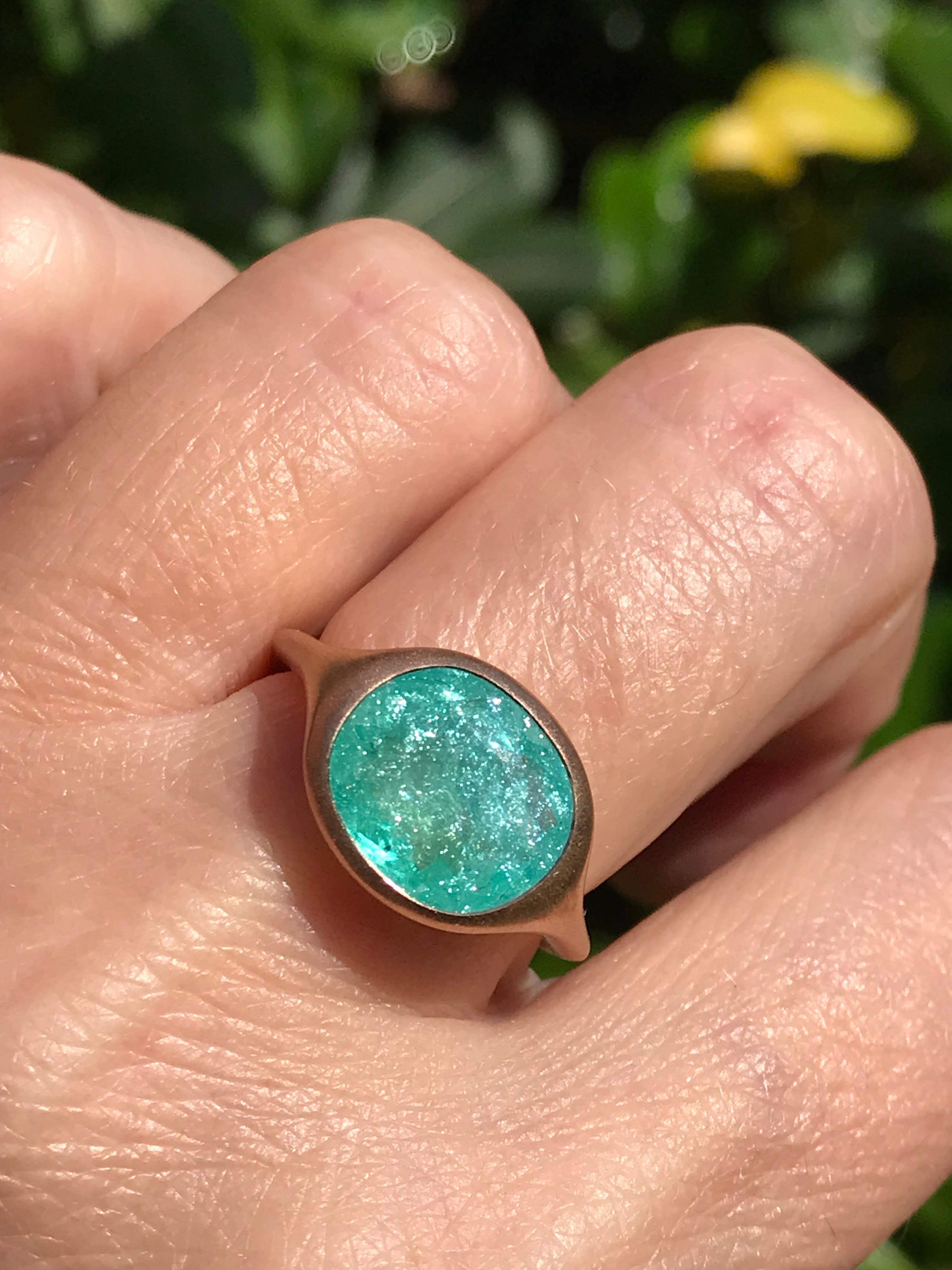 Bague Dalben Design en or rose avec tourmaline Paraiba certifiée de 3.78 carats en vente 4