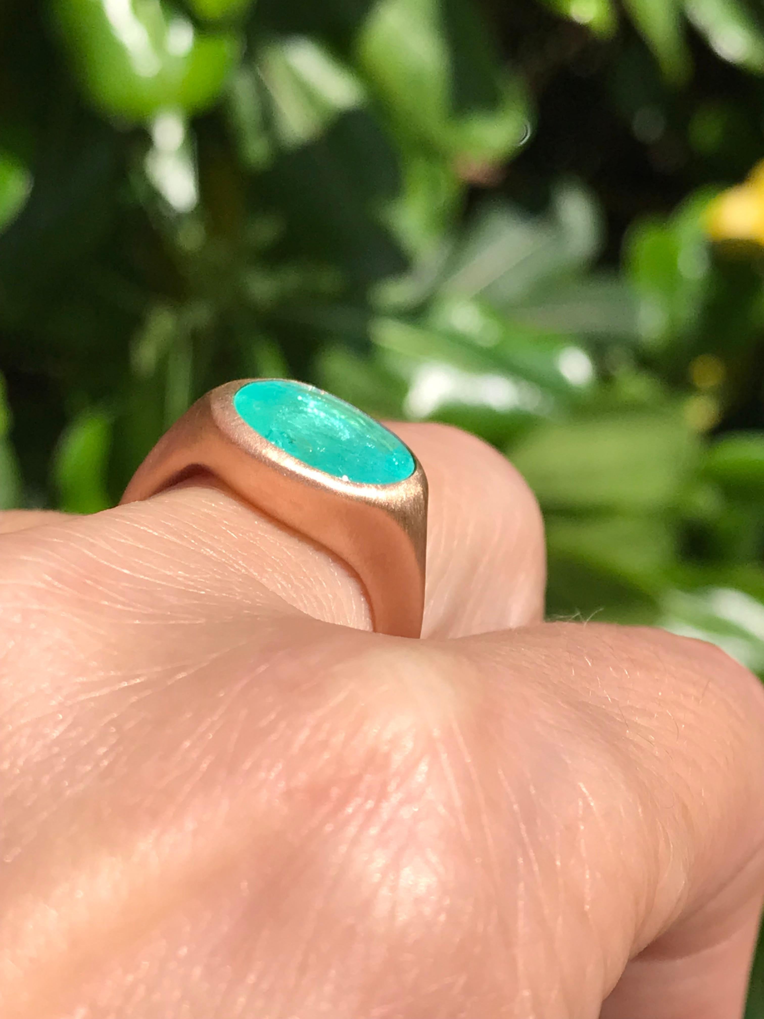 Bague Dalben Design en or rose avec tourmaline Paraiba certifiée de 3.78 carats en vente 5