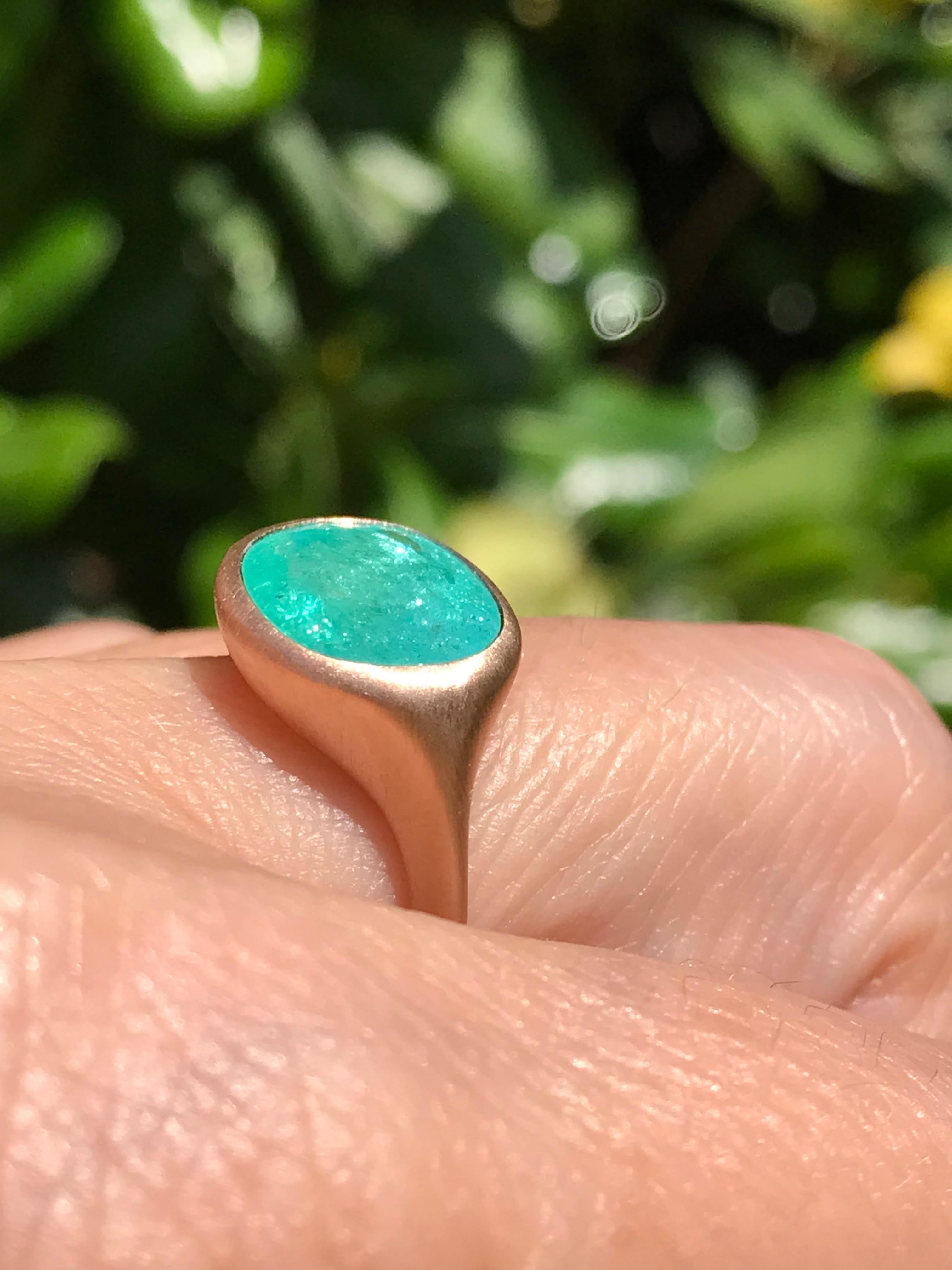 Bague Dalben Design en or rose avec tourmaline Paraiba certifiée de 3.78 carats en vente 6