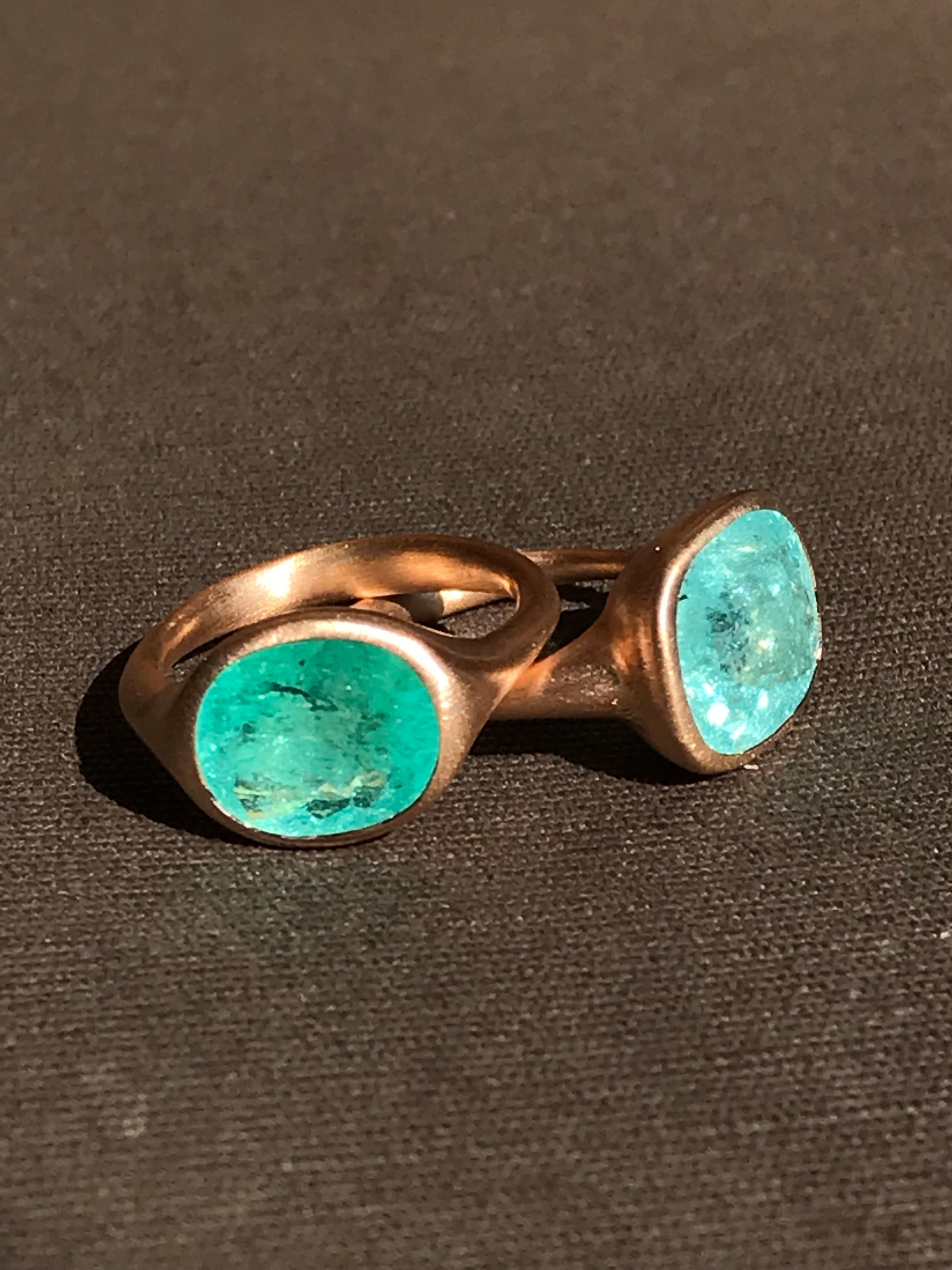 Bague Dalben Design en or rose avec tourmaline Paraiba certifiée de 3.78 carats en vente 9