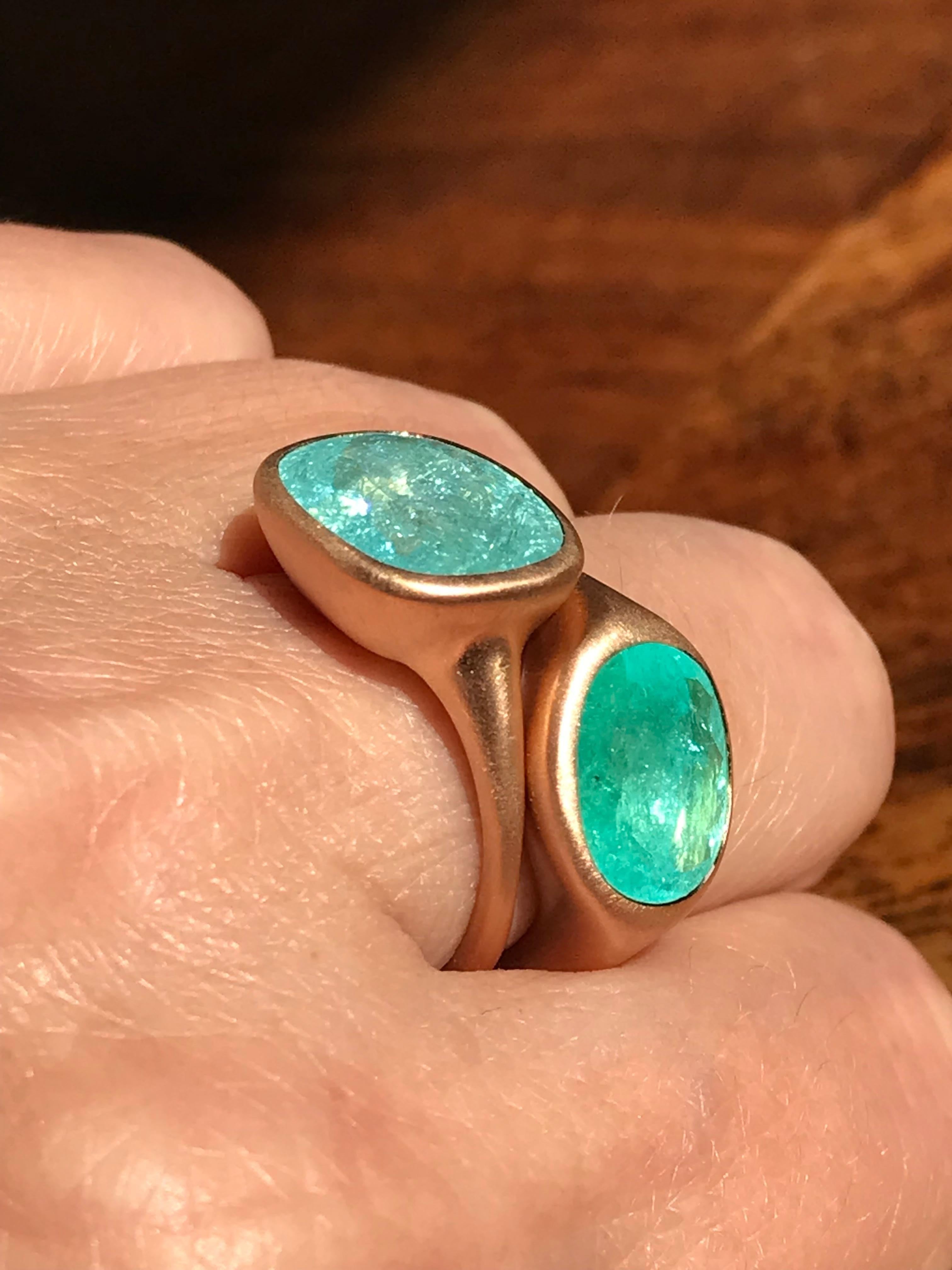 Bague Dalben Design en or rose avec tourmaline Paraiba certifiée de 3.78 carats en vente 10