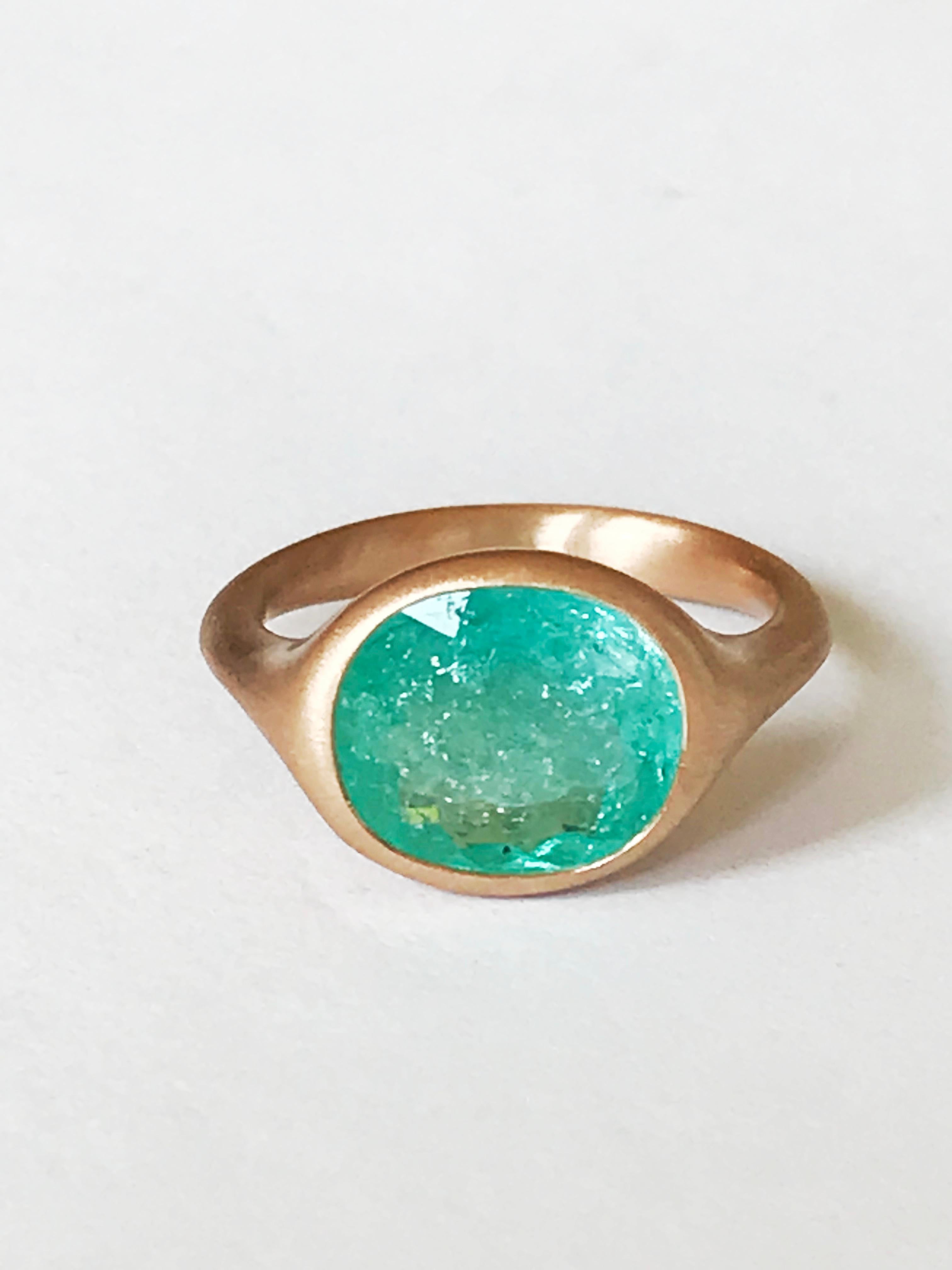 Contemporain Bague Dalben Design en or rose avec tourmaline Paraiba certifiée de 3.78 carats en vente