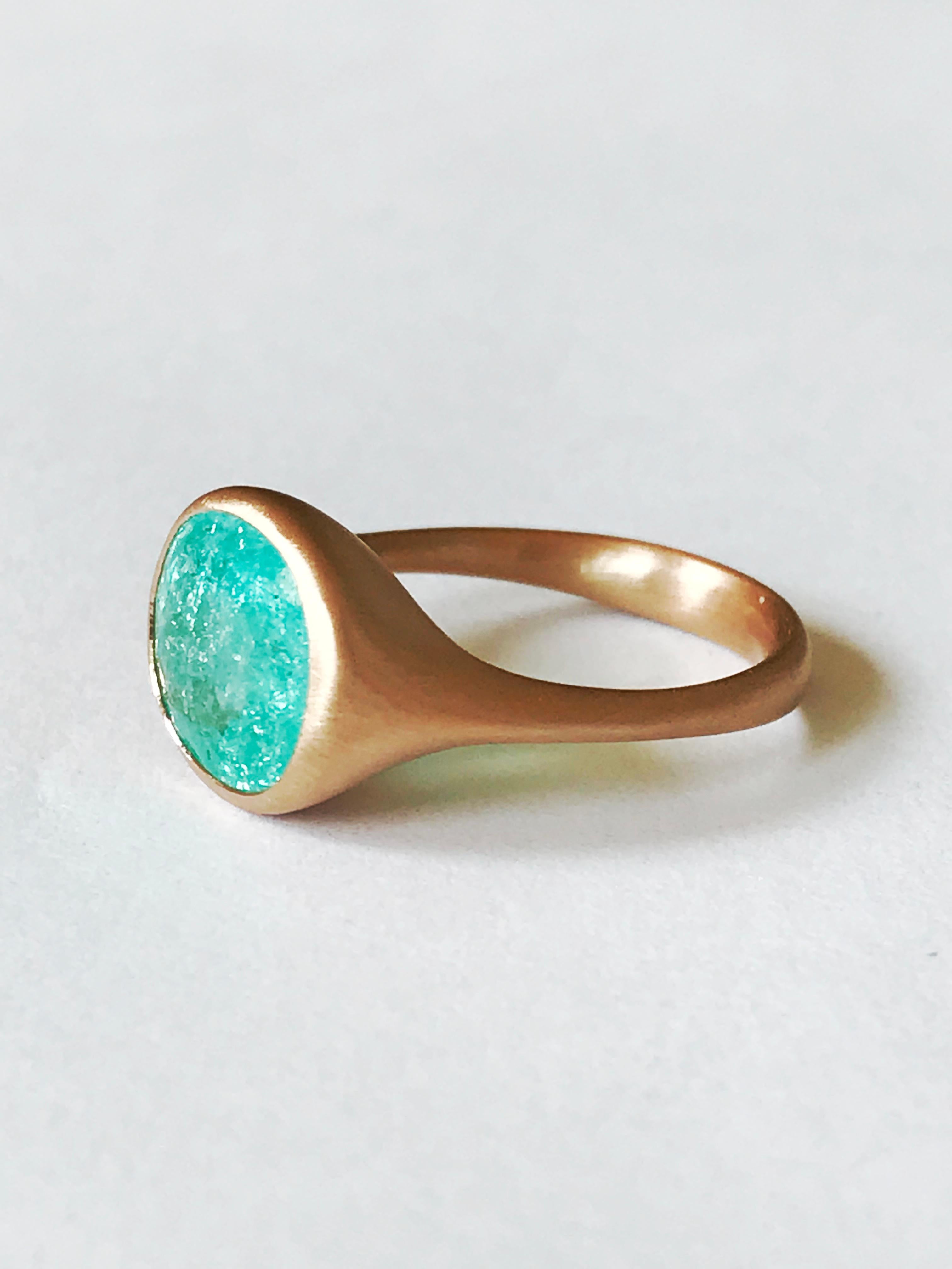 Taille ovale Bague Dalben Design en or rose avec tourmaline Paraiba certifiée de 3.78 carats en vente