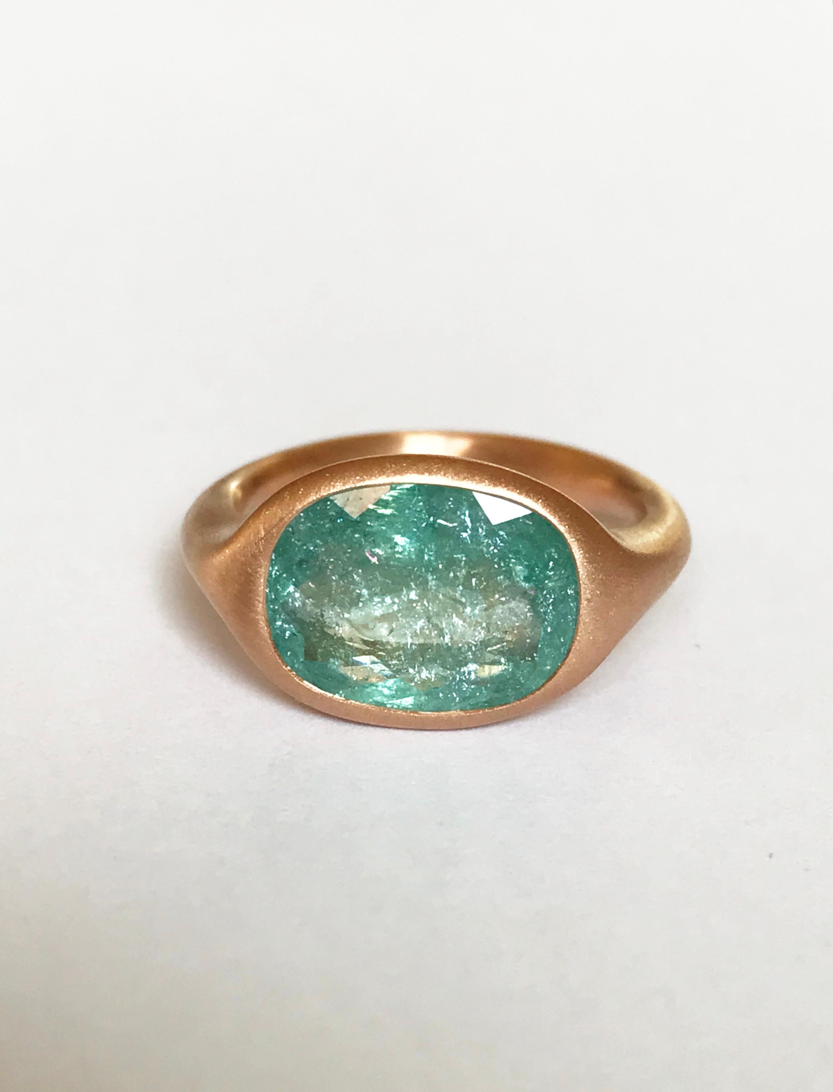 Dalben Design 3.79 carat Paraiba Tourmaline Rose Gold Ring For Sale 7