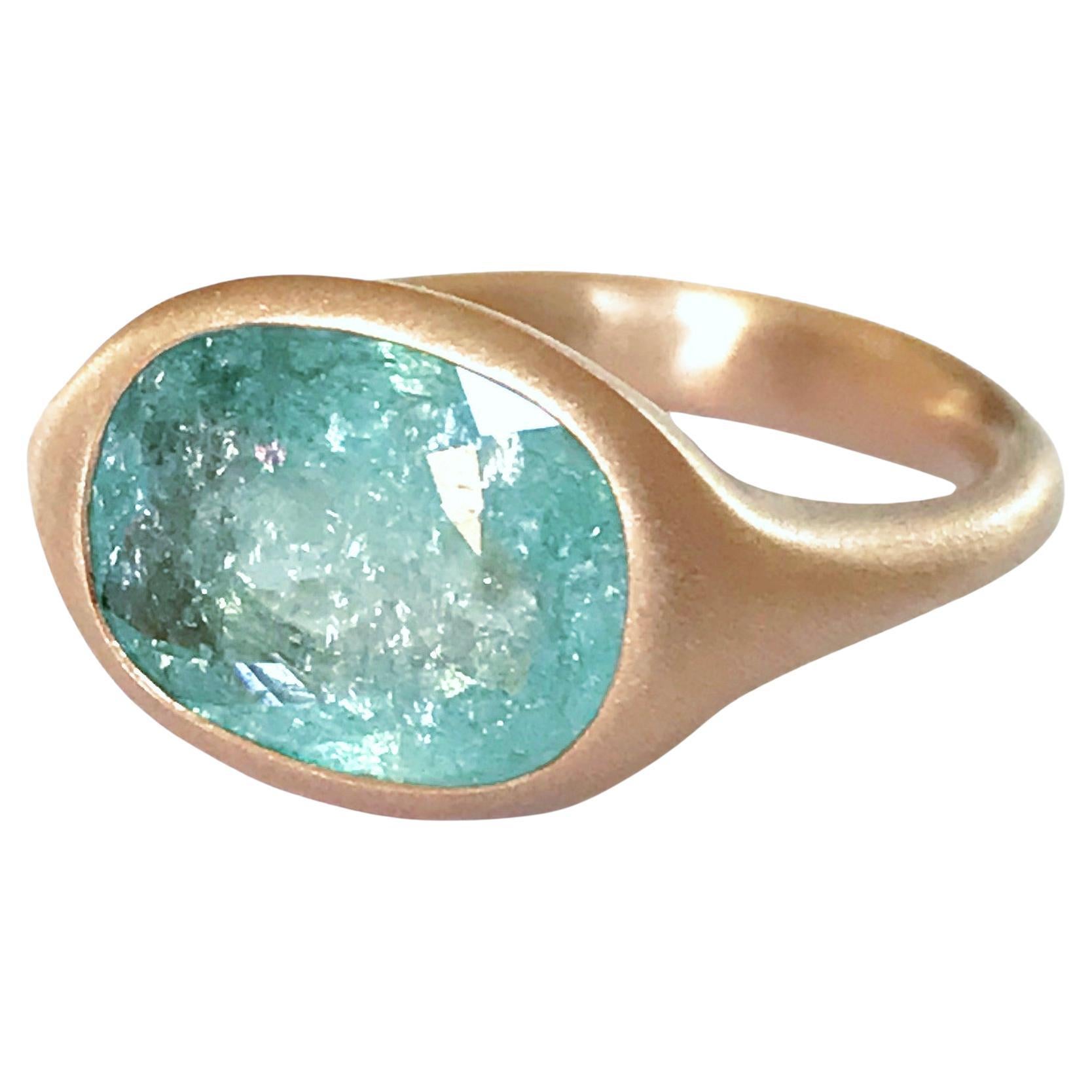 Dalben Design 3.79 carat Paraiba Tourmaline Rose Gold Ring For Sale