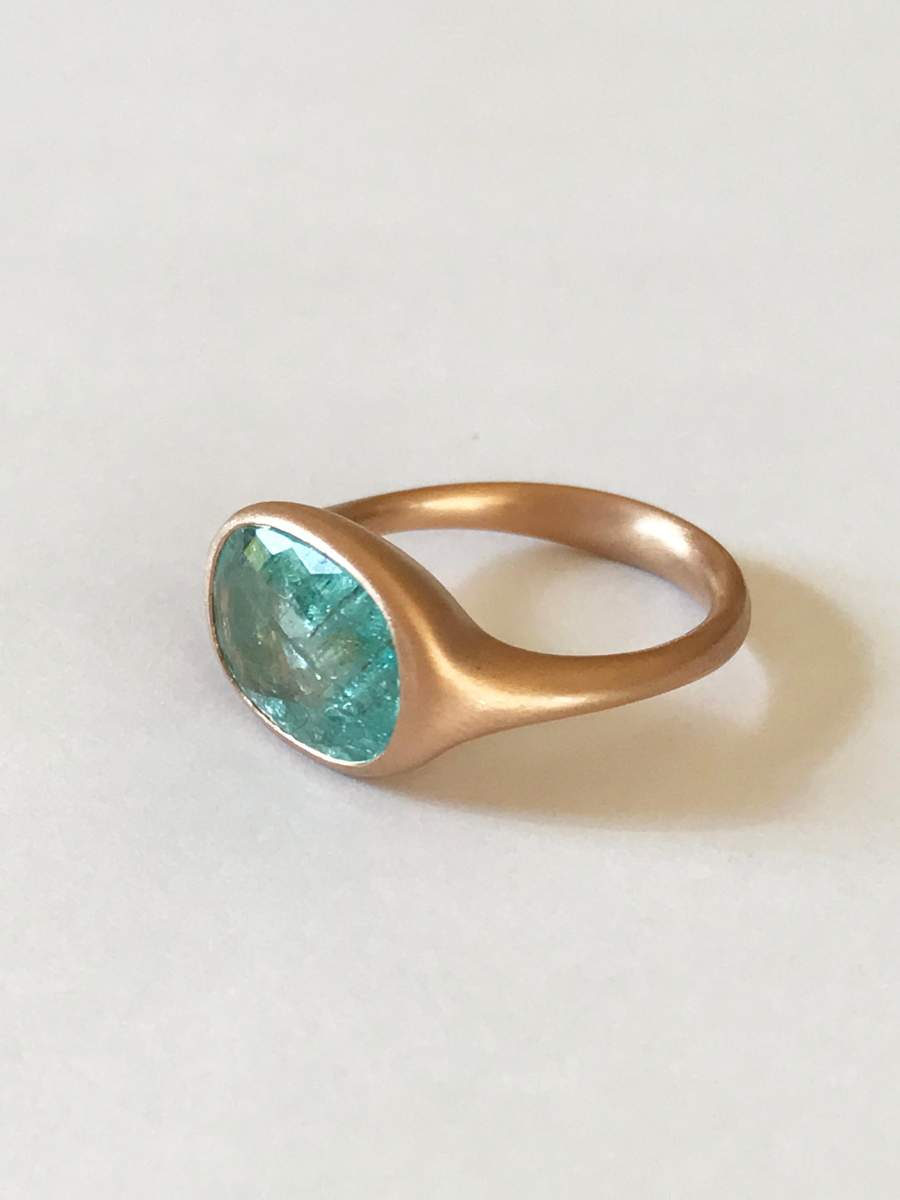 Dalben Design 4.11 carat Certified Paraiba Tourmaline Rose Gold Ring For Sale 5