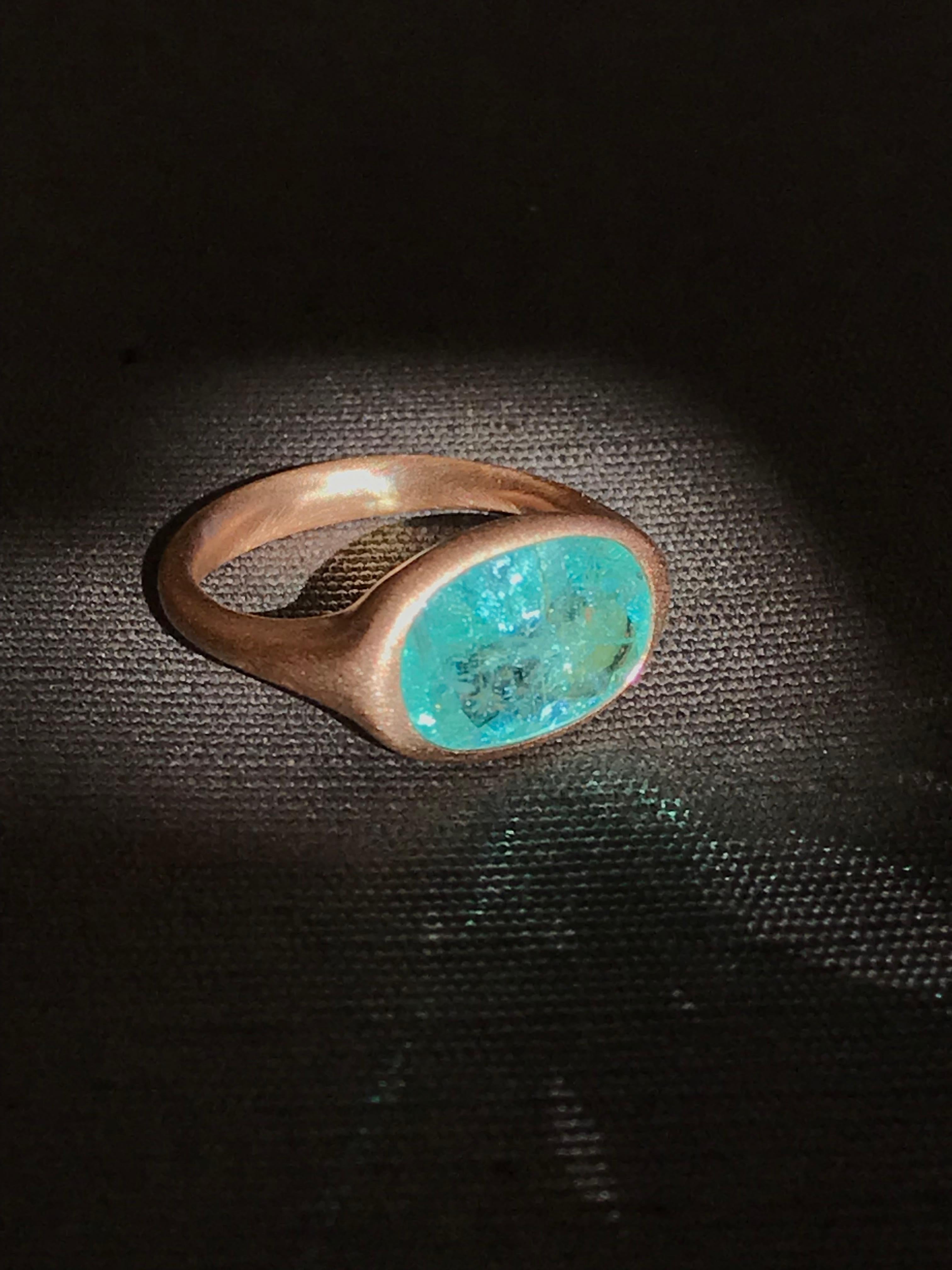Dalben Design 4.11 carat Certified Paraiba Tourmaline Rose Gold Ring For Sale 6