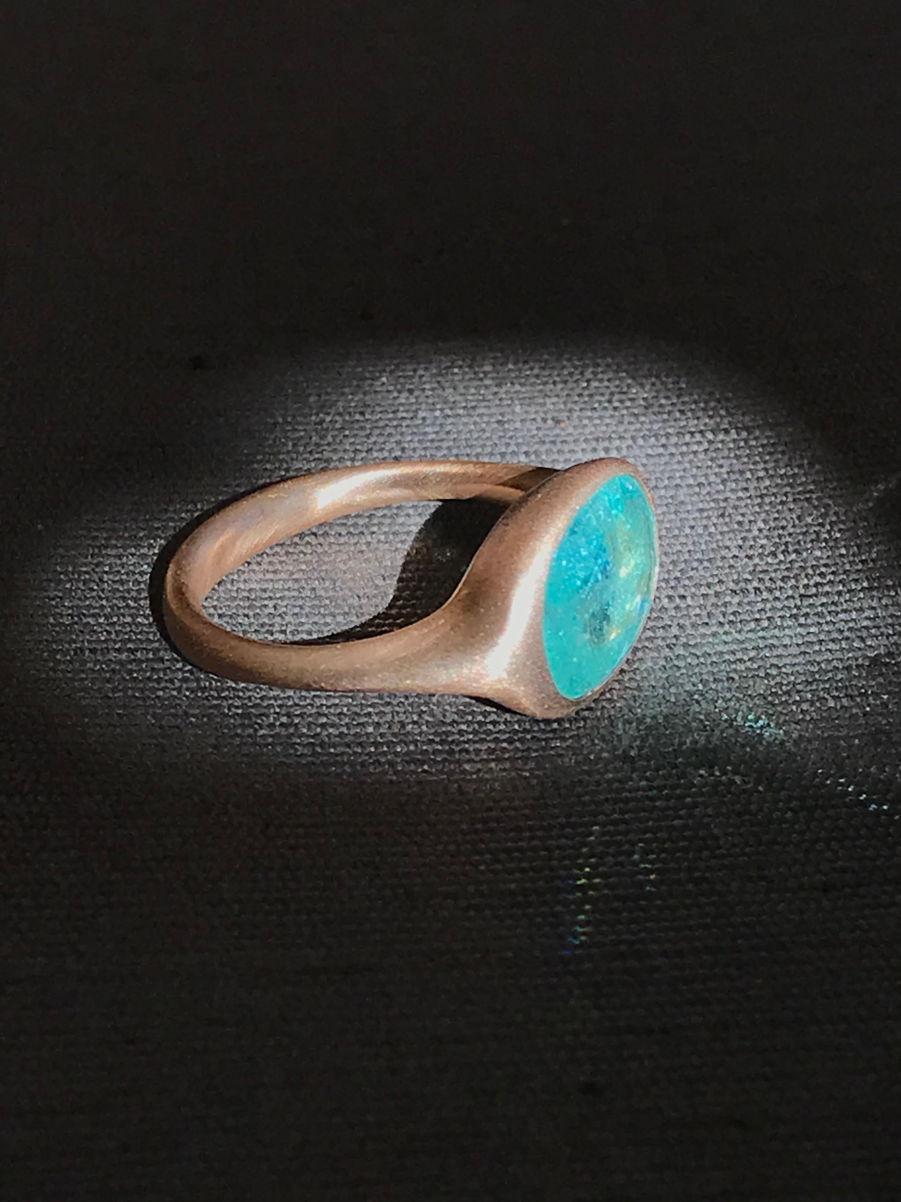Dalben Design 4.11 carat Certified Paraiba Tourmaline Rose Gold Ring For Sale 7