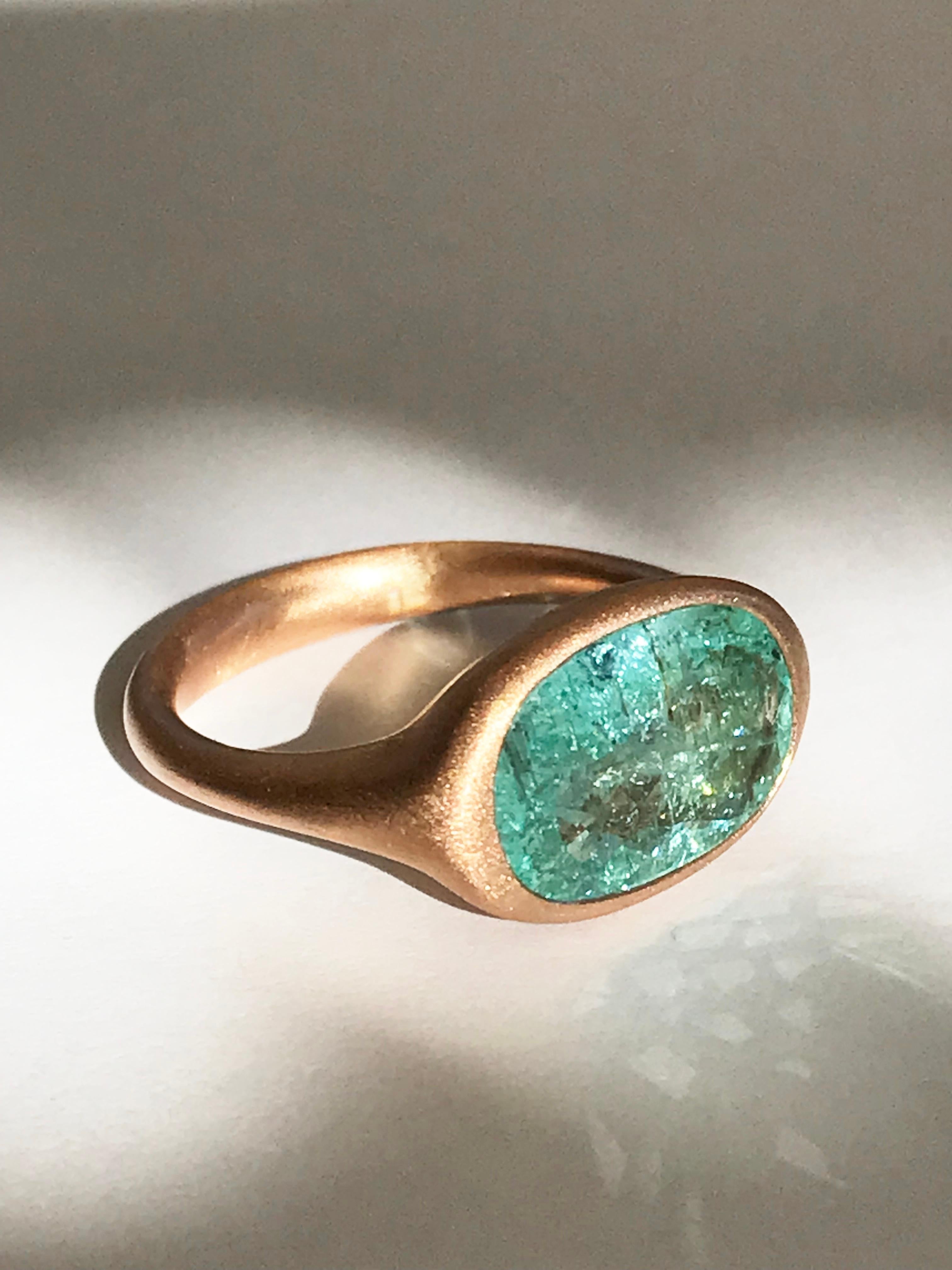 Women's Dalben Design 4.11 carat Certified Paraiba Tourmaline Rose Gold Ring For Sale
