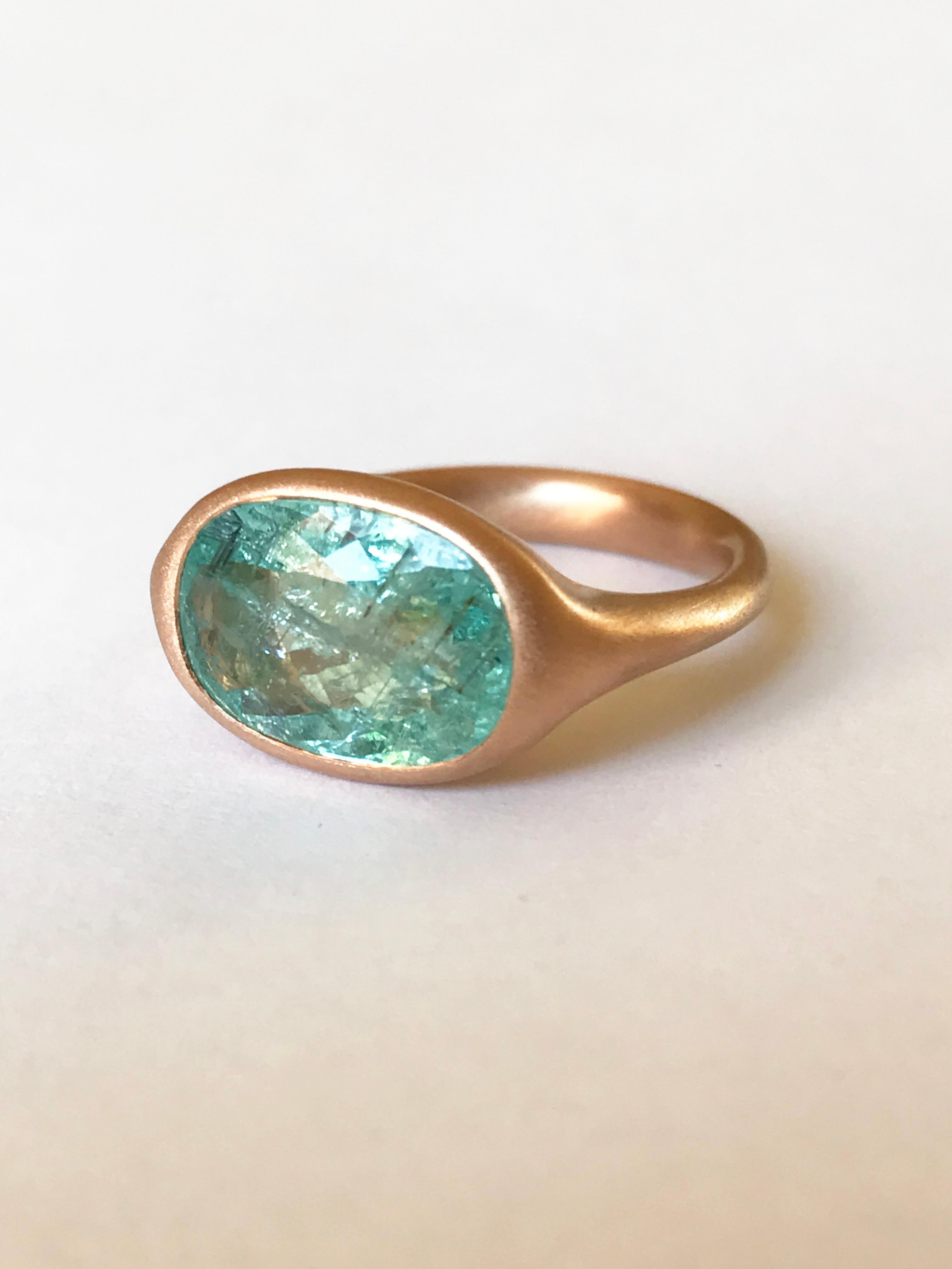 Dalben Design 4.11 carat Certified Paraiba Tourmaline Rose Gold Ring For Sale 1