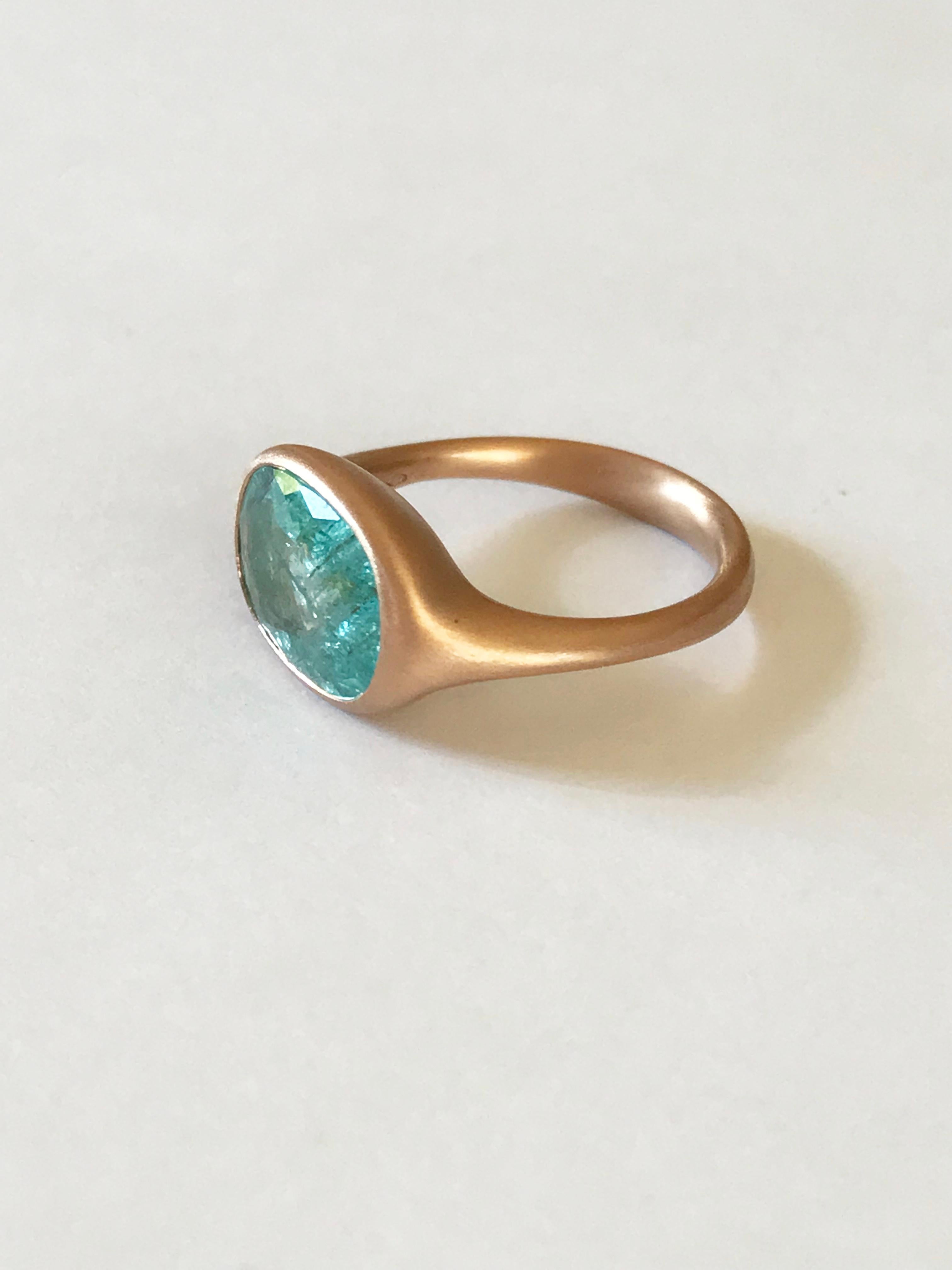 Dalben Design 4.11 carat Certified Paraiba Tourmaline Rose Gold Ring For Sale 2
