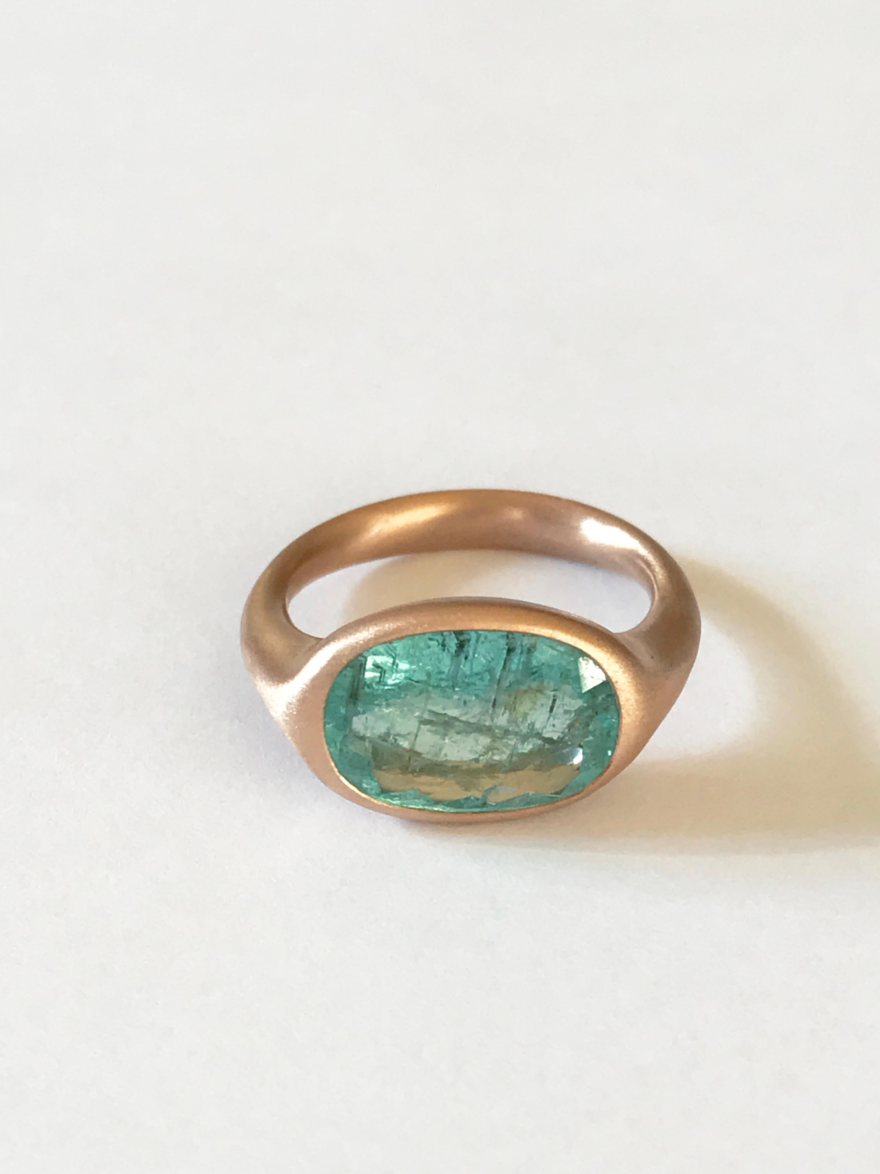 Dalben Design 4.11 carat Certified Paraiba Tourmaline Rose Gold Ring For Sale 3