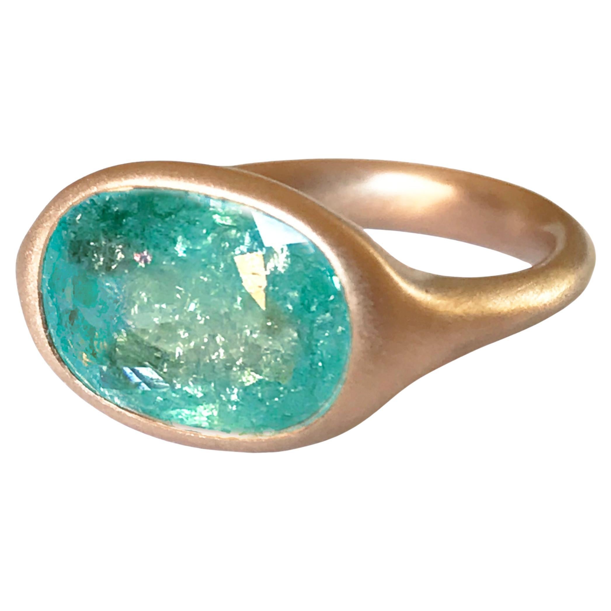 Dalben Design Anillo de oro rosa con turmalina paraiba certificada de 4.11 quilates