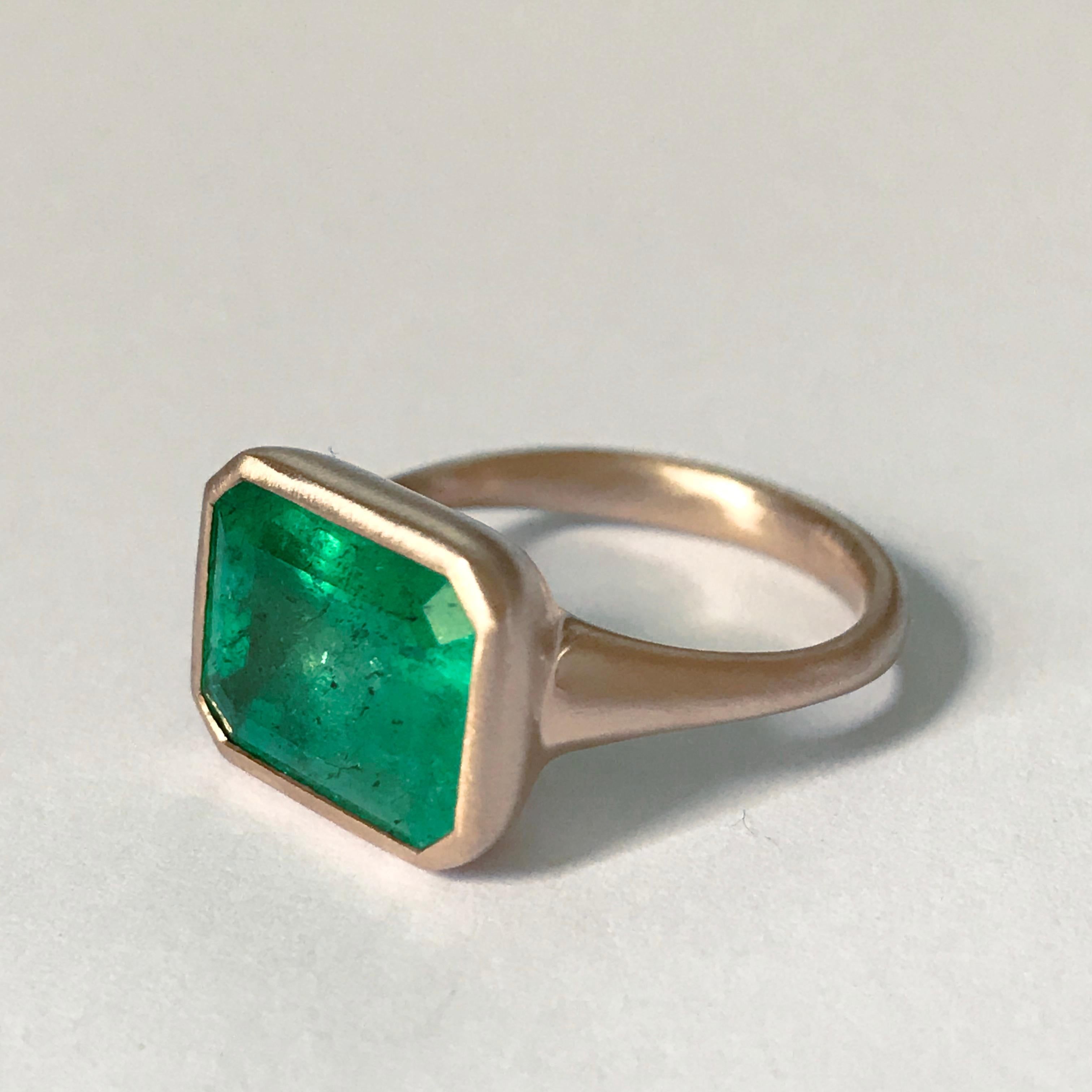 Dalben Design 5.25 Carat Emerald Rose Gold Ring 4
