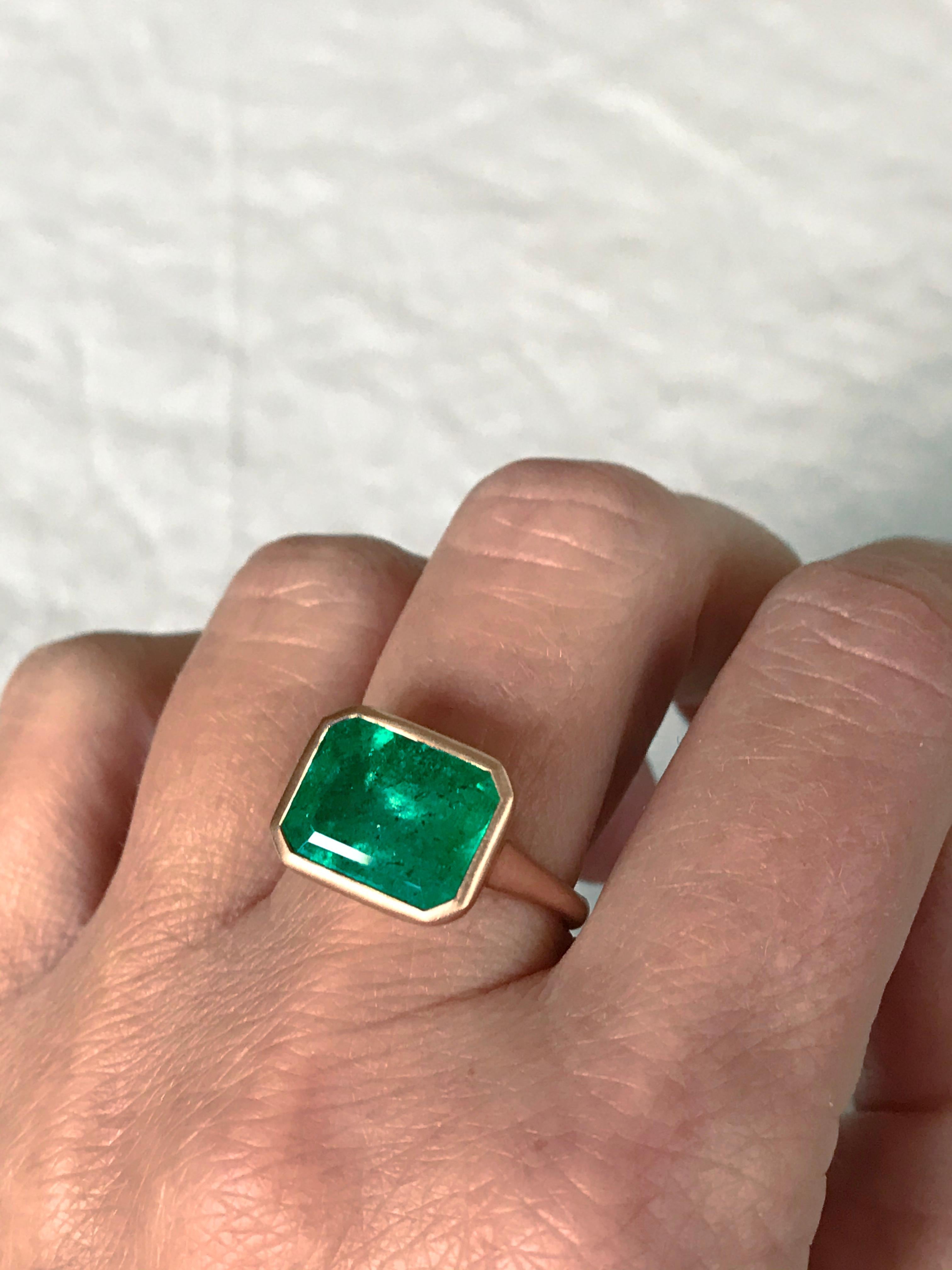 Contemporary Dalben Design 5.25 Carat Emerald Rose Gold Ring